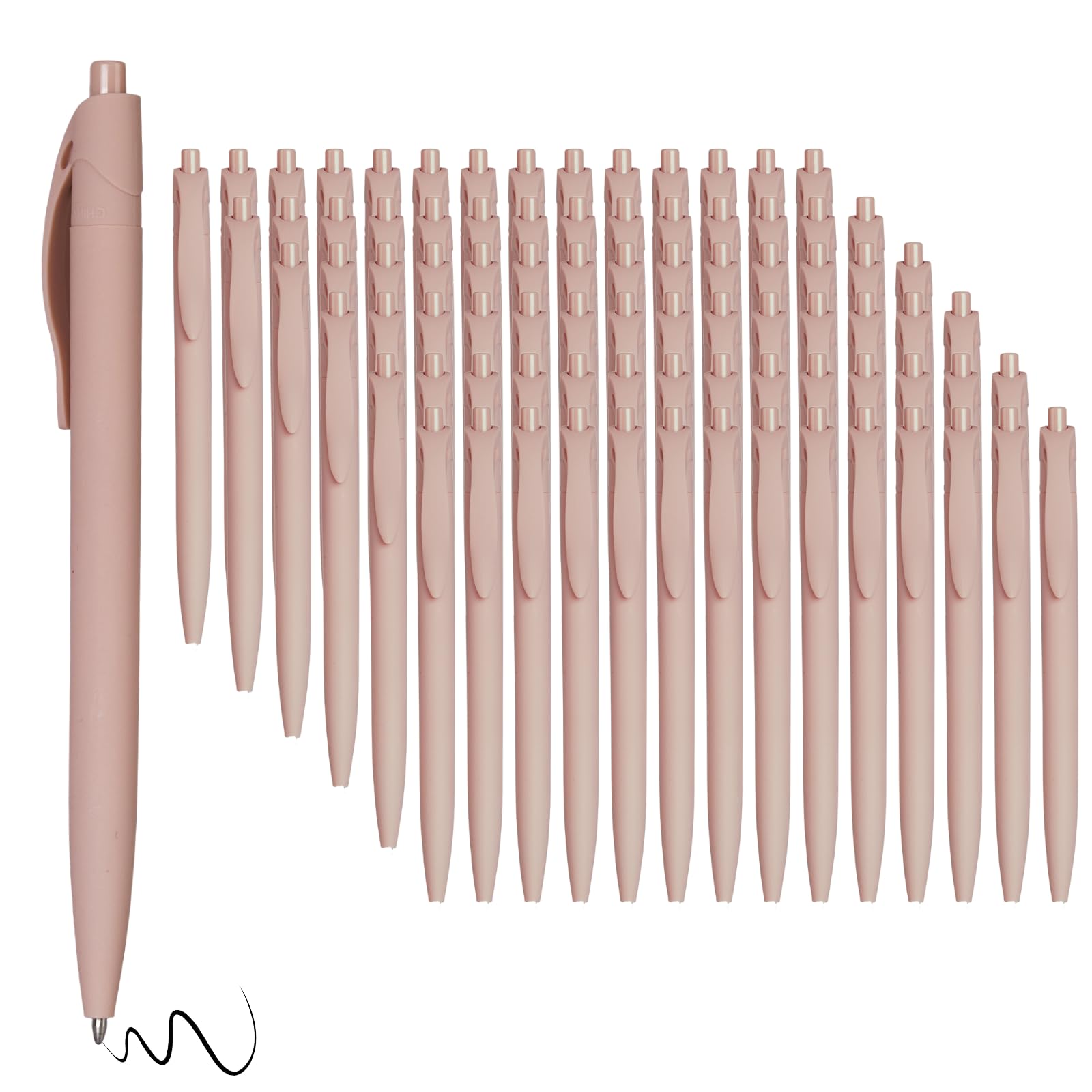 Wiaziert BallPoint Pens, 100 Pack (BLACK Ink),Bulk Pens,Pale Dogwood Pink Barrel,Click Pens for Office Home and School, Retractable Ballpoint Pens,