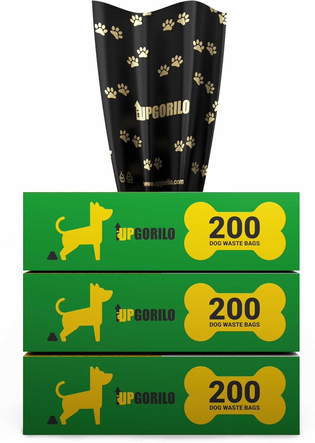 Flash Furniture Kessler 3 Roll Set of 8 x 13 Unscented Premium Pet Waste Station Bags, 600 Extra Thick and Strong Leak Proof Dog Waste Bags, Black