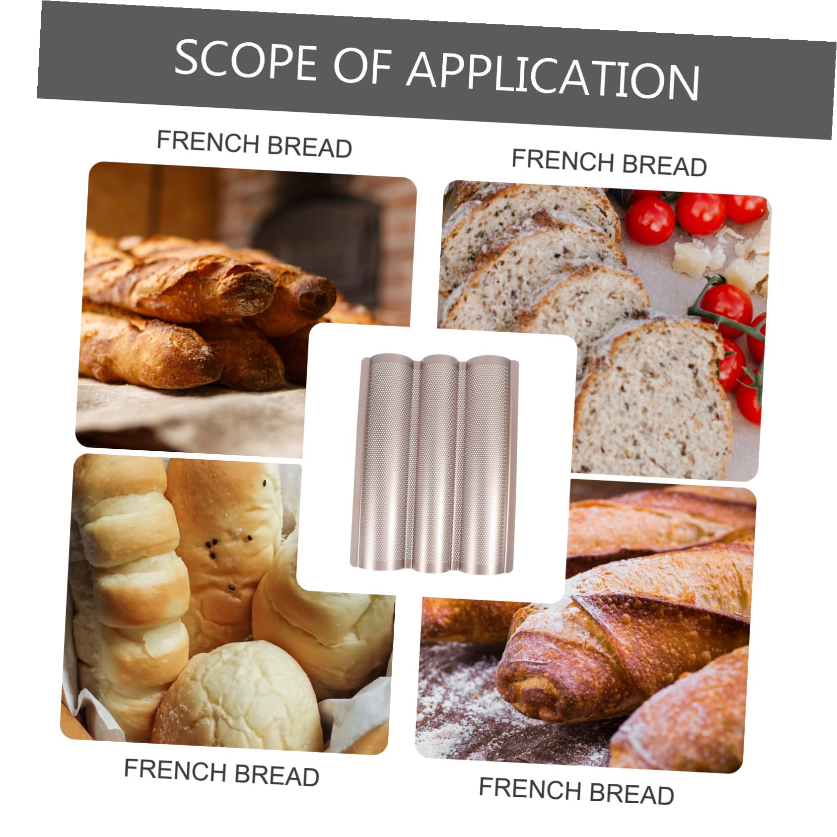 TOYANDONA Baguette Backform aus Antihaft Material mit Geschlitztem Design für Französisches Brot Backblech Brotbackform Küchenhelfer