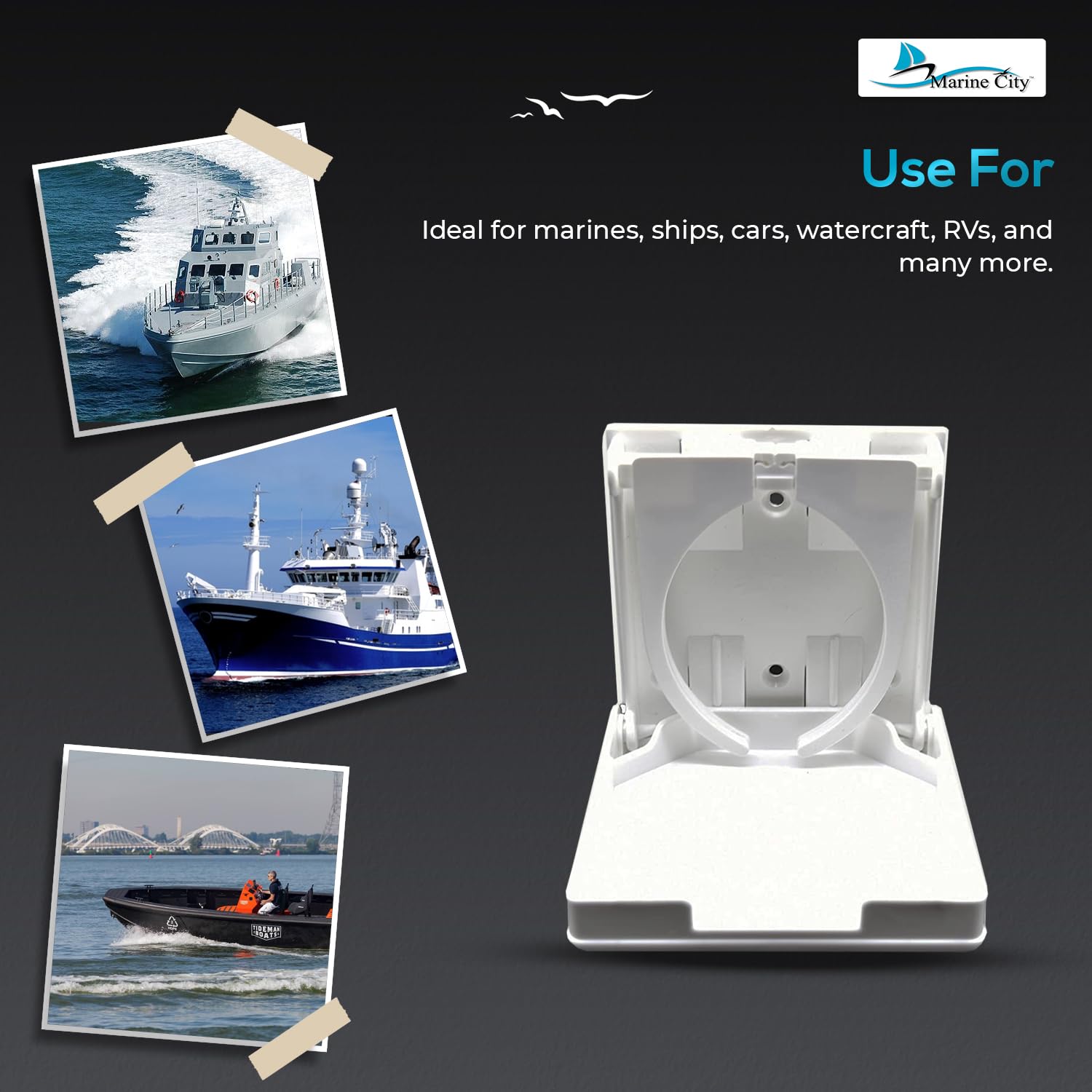 MARINE CITY Adjustable Folding Cup Holder - ABS Plastic, 8 Pack White, For Boats & RVs - View #8