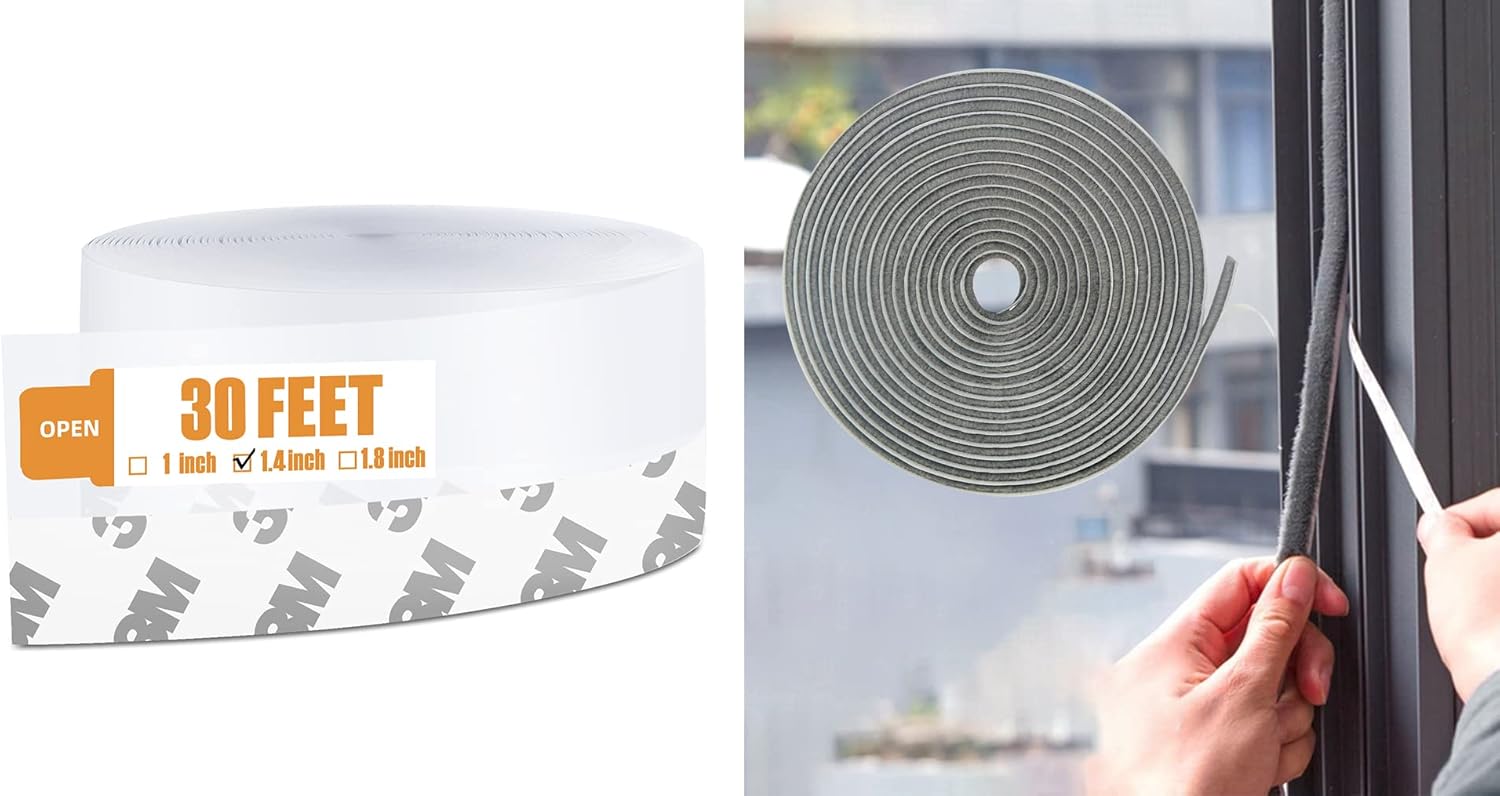 30 Feet Silicone Seal Strip, Door Weather Stripping (Width 1.4in) and