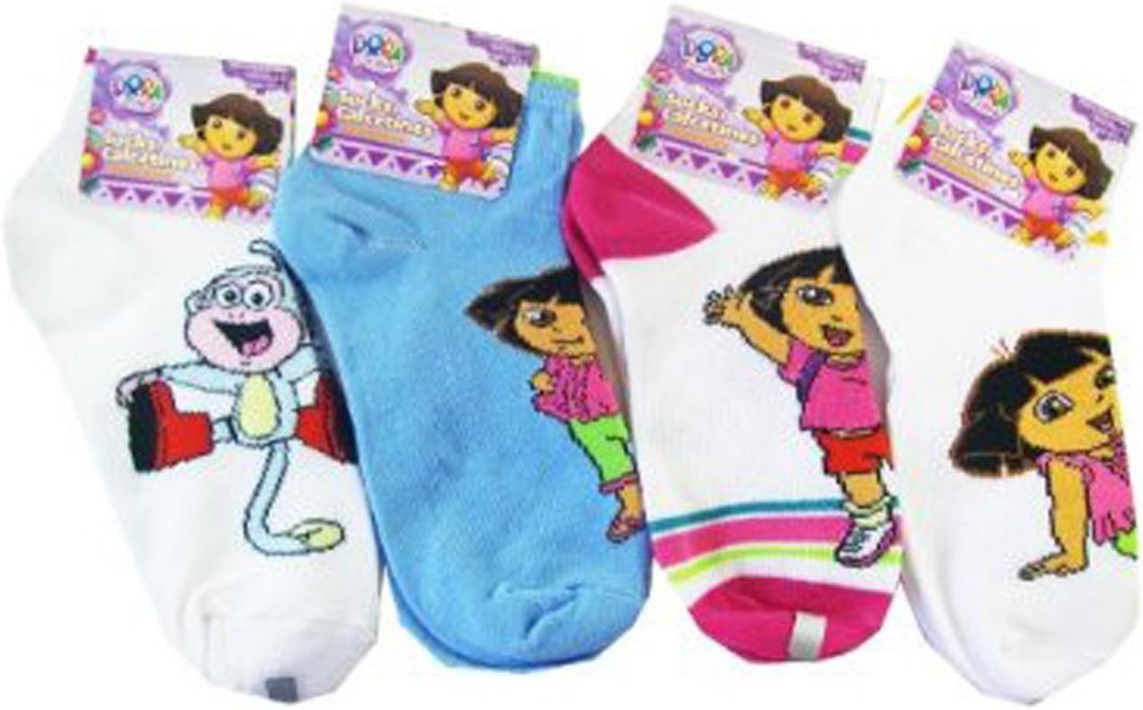 Amazon.com: Nickelodeon Dora The Explorer 3pc Girls Ankle Socks (Shoe ...