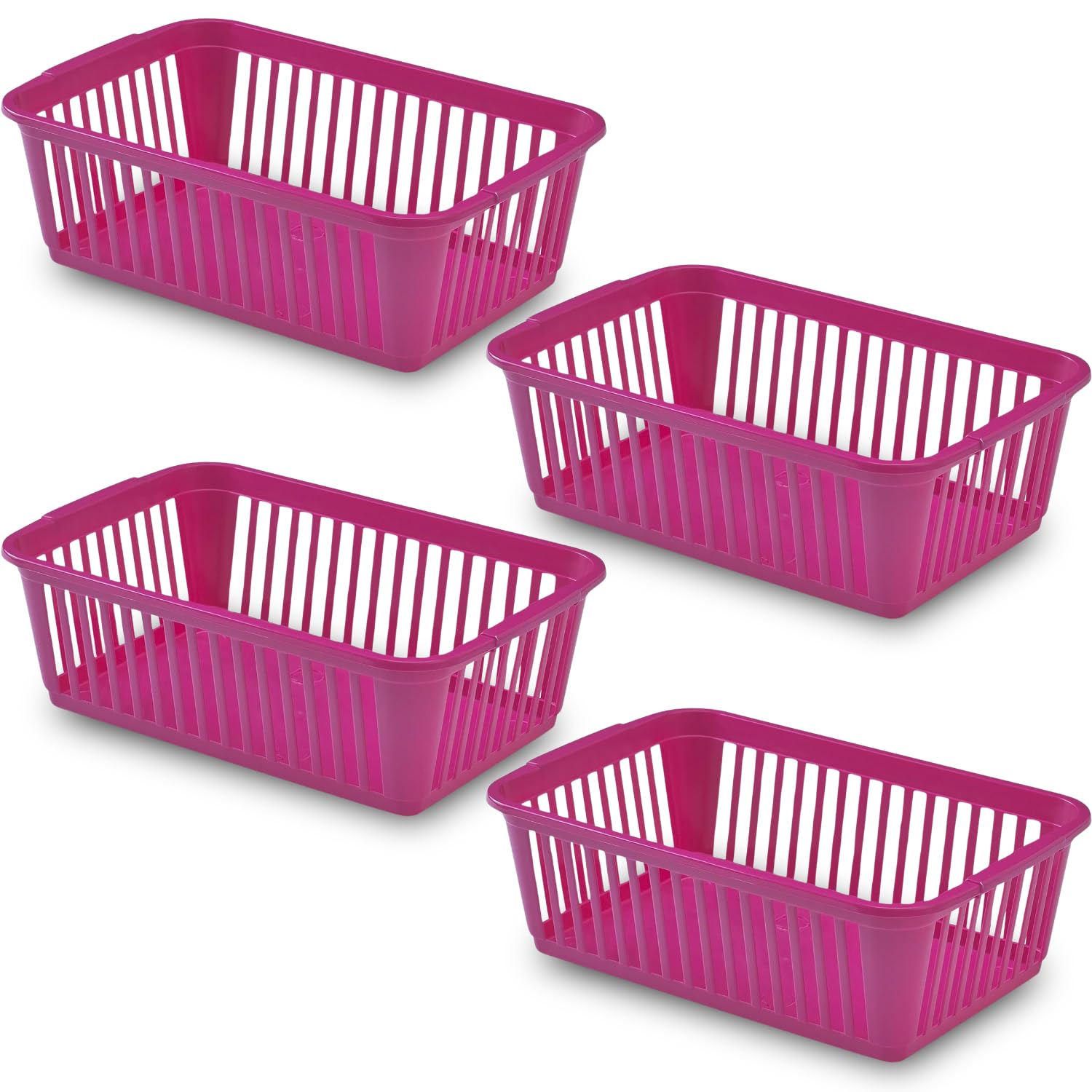 25cm Little Plastic Handy Baskets for kitchen Mini Size Storage Basket (Pink, Pack of 4)