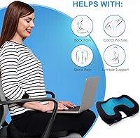Vista 5 de Cojín de asiento mejorado de gel – Almohada de espuma viscoelástica para silla con gel refrescante para ciática, alivio del dolor de espalda y coxis