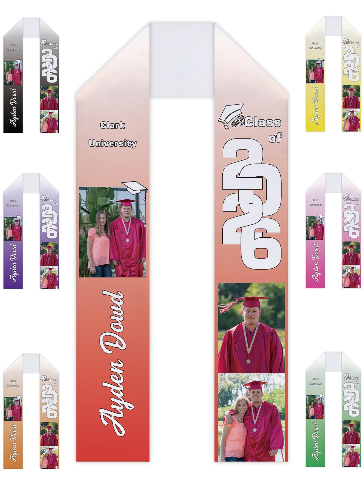 CafeTime Custom Graduation Stoles Class of 2026 Congratulation Gifts, American Mexican Flags Sash 2026 Graduation Gifts