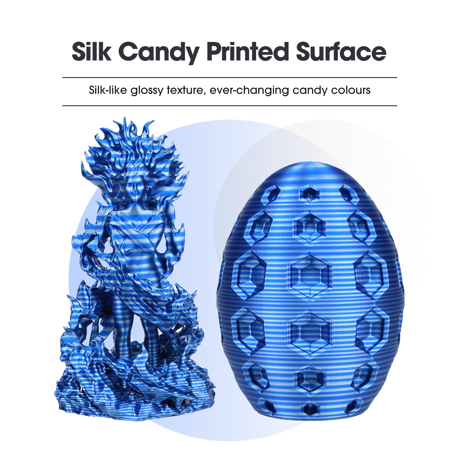 eSUN Silk Candy PLA Filament 1,75 mm, filamento setoso multicolore per stampanti 3D PLA, bobina da 1KG (2,2 LBS) con cambio graduale per stampanti 3D, Argento blu