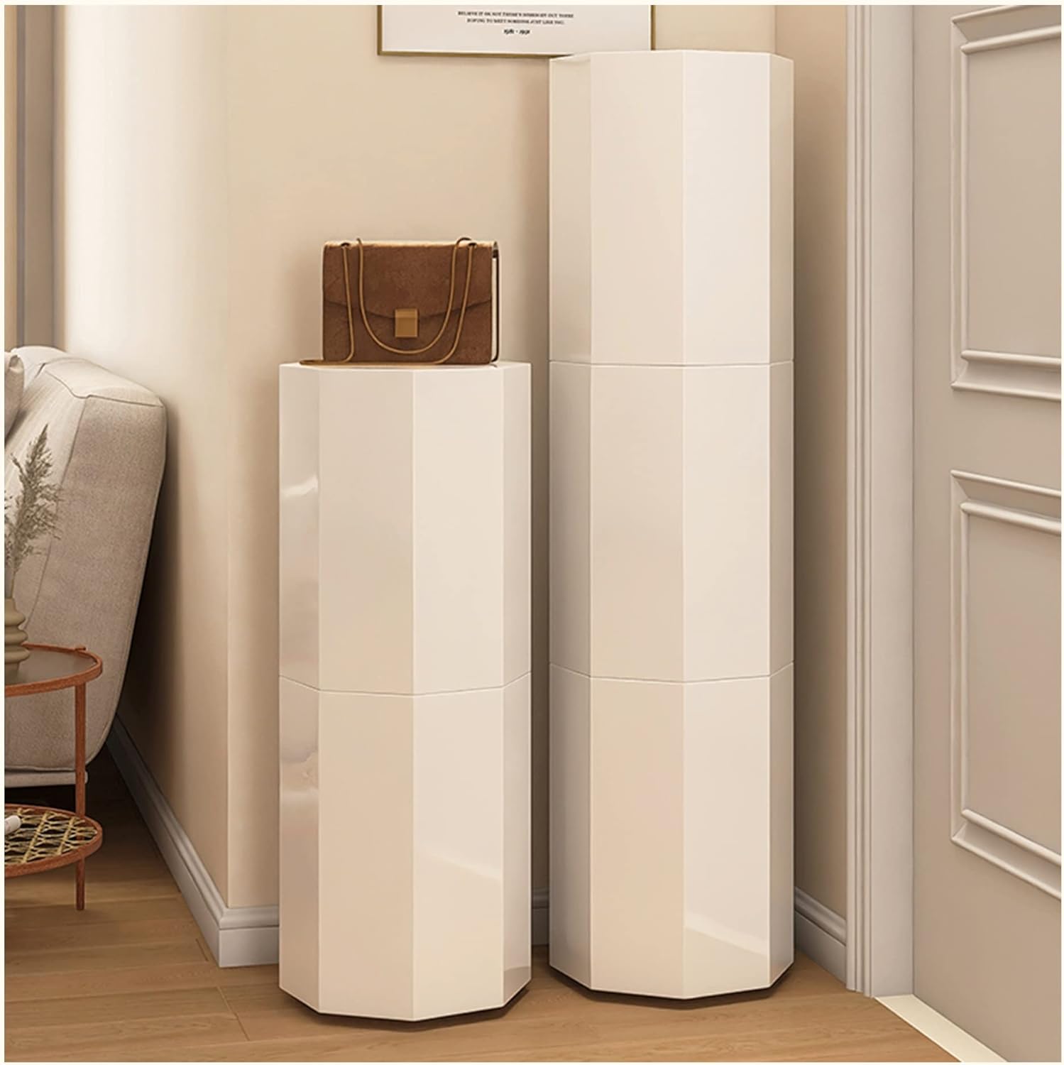 Tall Round Rotating Spinning Shoe Rack, Lazy Susan Turntable in Closet Shoe Rack, Rotating 360 Vertical Round Shoe Rack Storage Simple and Modern for The Entrance (Color