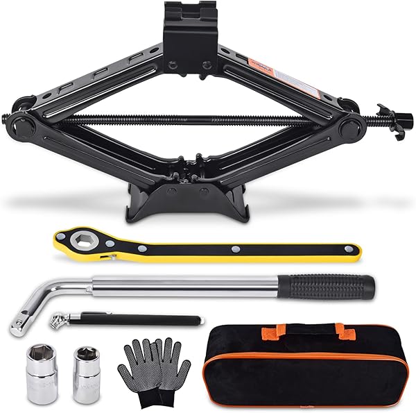 2-Ton Scissor Car Jack with Tire Kit 1