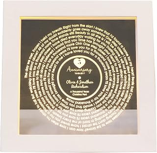 Personalised wedding anniversary song lyric LED sign plaque. Custom light up LED vinyl record artwork print. Any song title and words