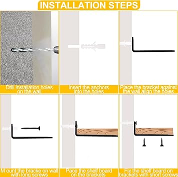 6PCS Floating Shelf Bracket 4 Inch/10cm Hidden Shelf Brackets Metal Scaffold Board Shelf Brackets Heavy Duty Wall Brackets for Shelves Support up to 80KG