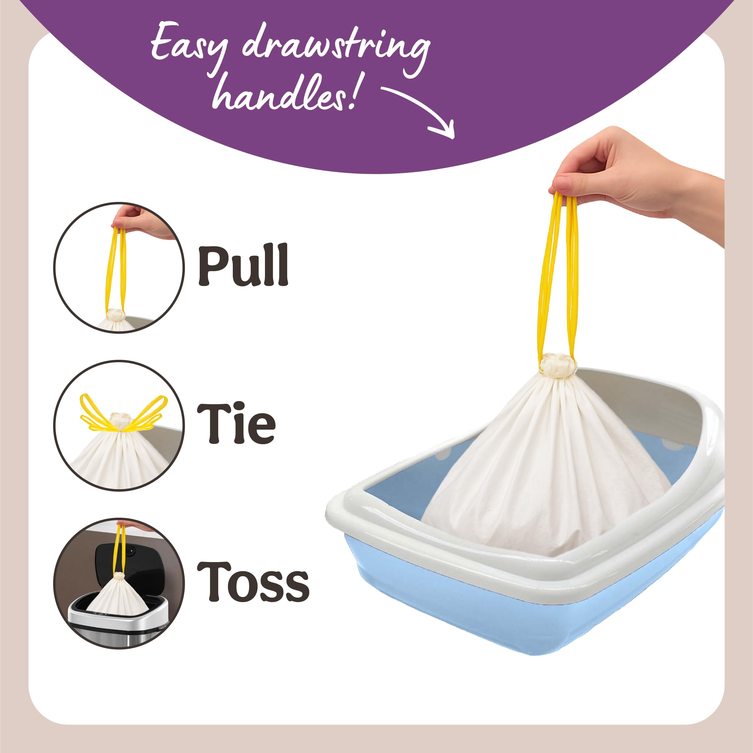 Rosewood Large Litter Tray Liners, Roll of 20 Cat Litter Box Liners with Drawstring Handles, Easy Clean-Up, Fits Most Trays - Image 4