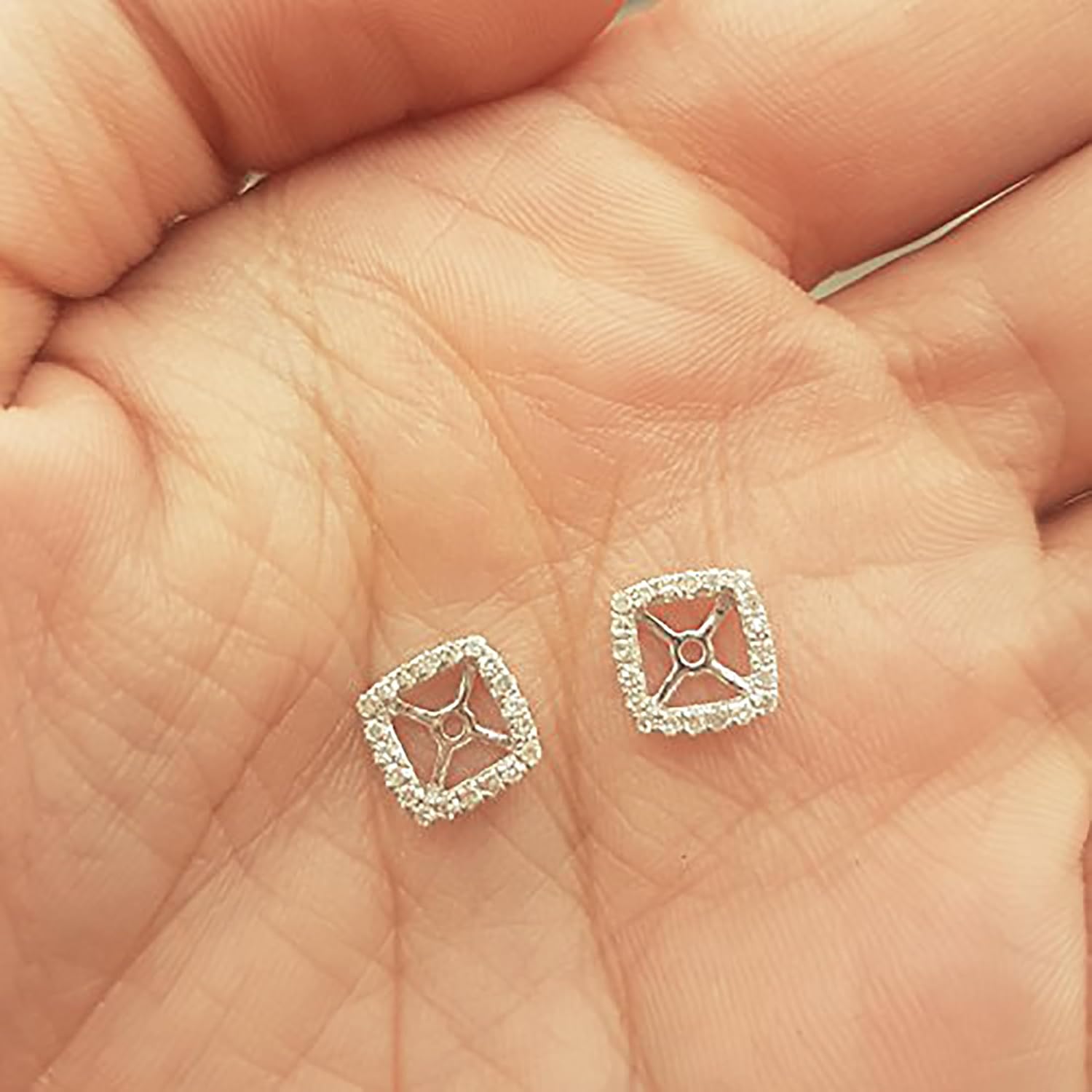 Dazzlingrock Collection 0.25 Ctw 14K Real Solid Gold Round White Natural Diamond Removable Jackets For Stud Earrings