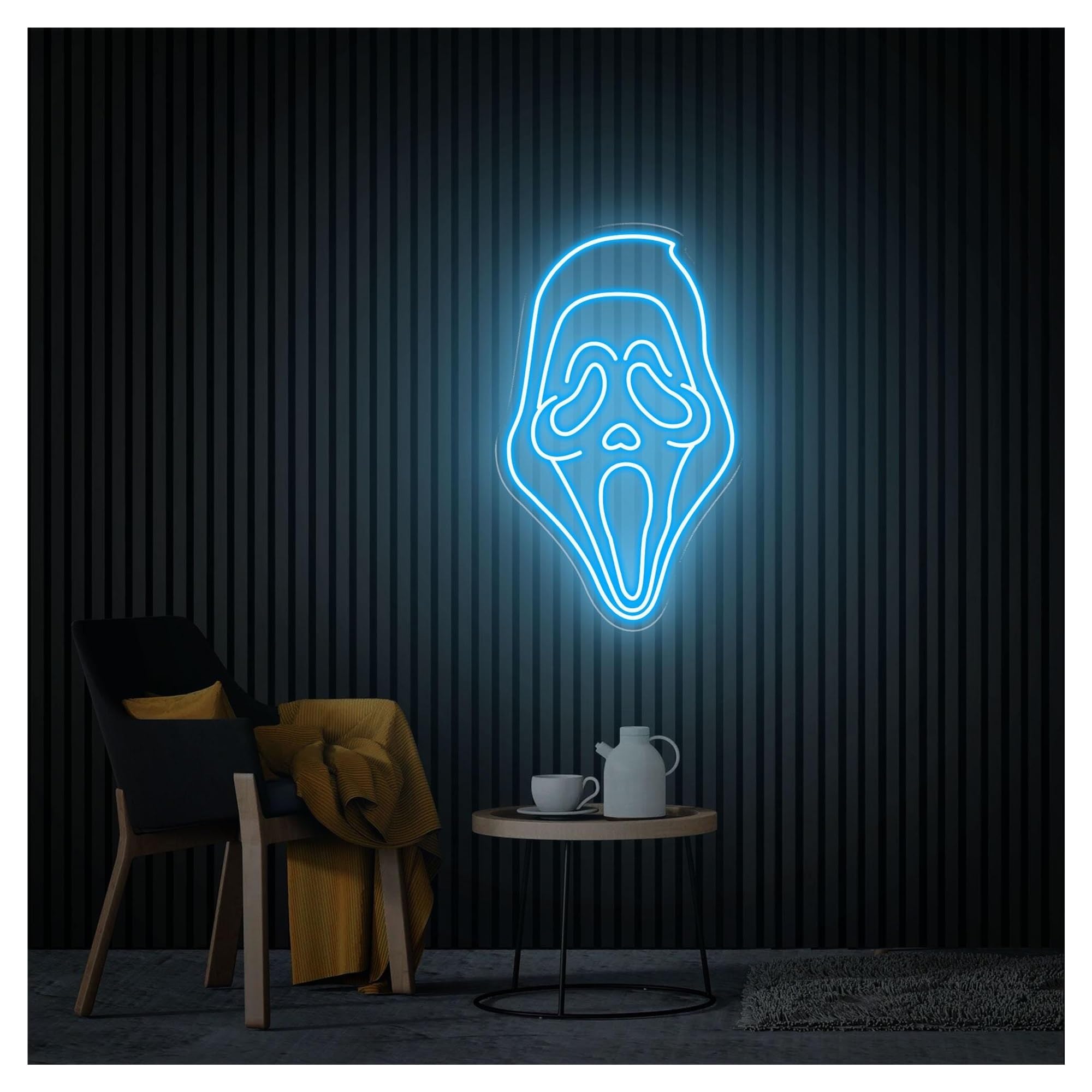 RONGCH Hanging Art Signs Ghost Neon Sign,Suitable for Game Room, Haunted House Decor with Dimmable 31cmx50cm(F)