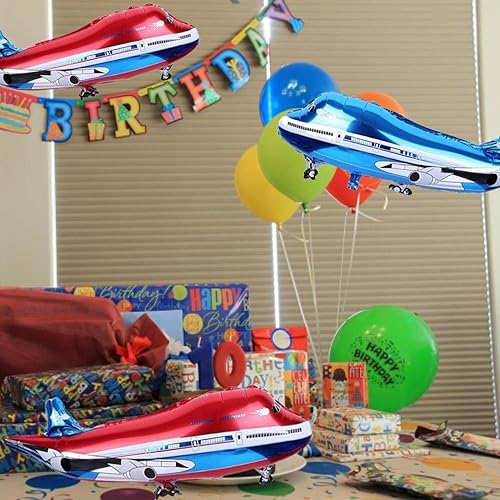 Miniatura 2 de Jiahaoppx 10 globos de avión, globos de aluminio de Mylar para baby shower, juguetes para fiestas temáticas, suministros de decoración de cumpleaños