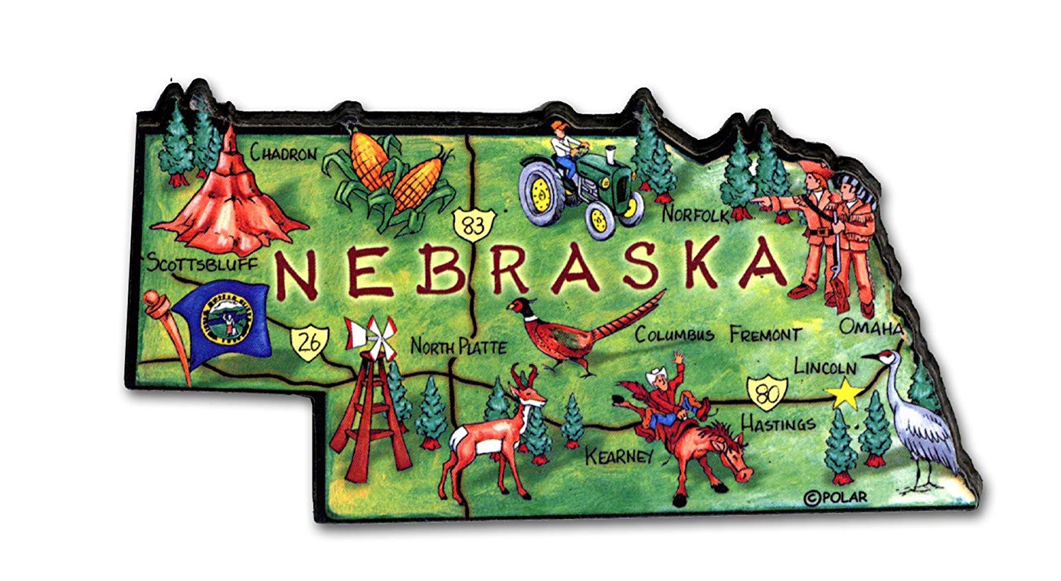 Nebraska the Cornhusker State Artwood Jumbo Fridge Magnet