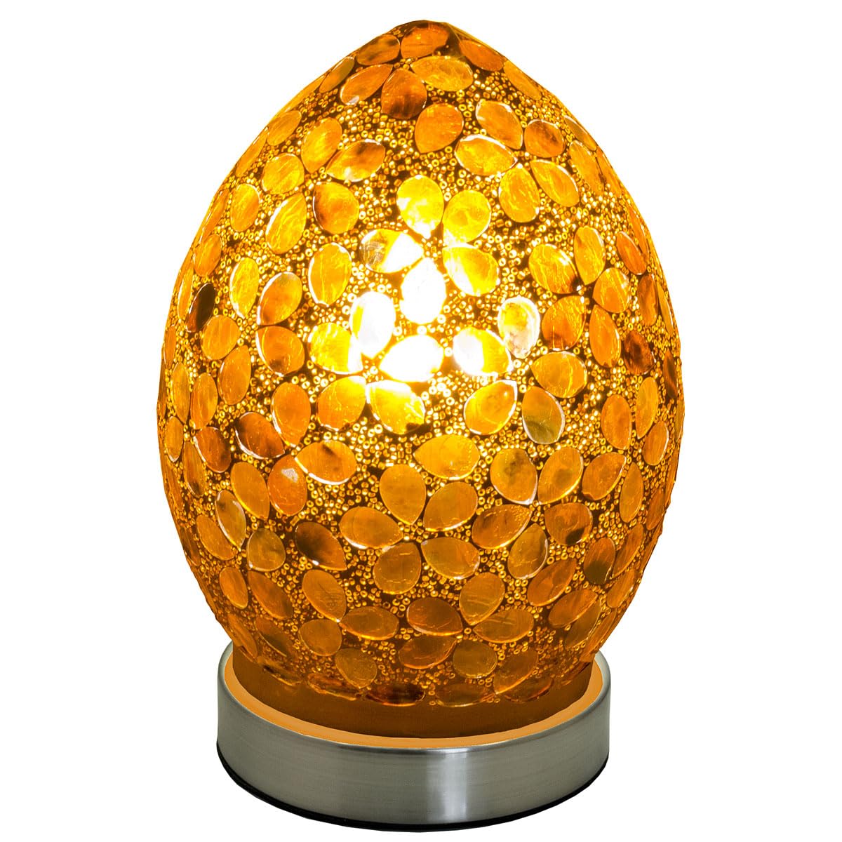 The Look Mini Mosaic Glass Egg Lamp - Brown Flower Design