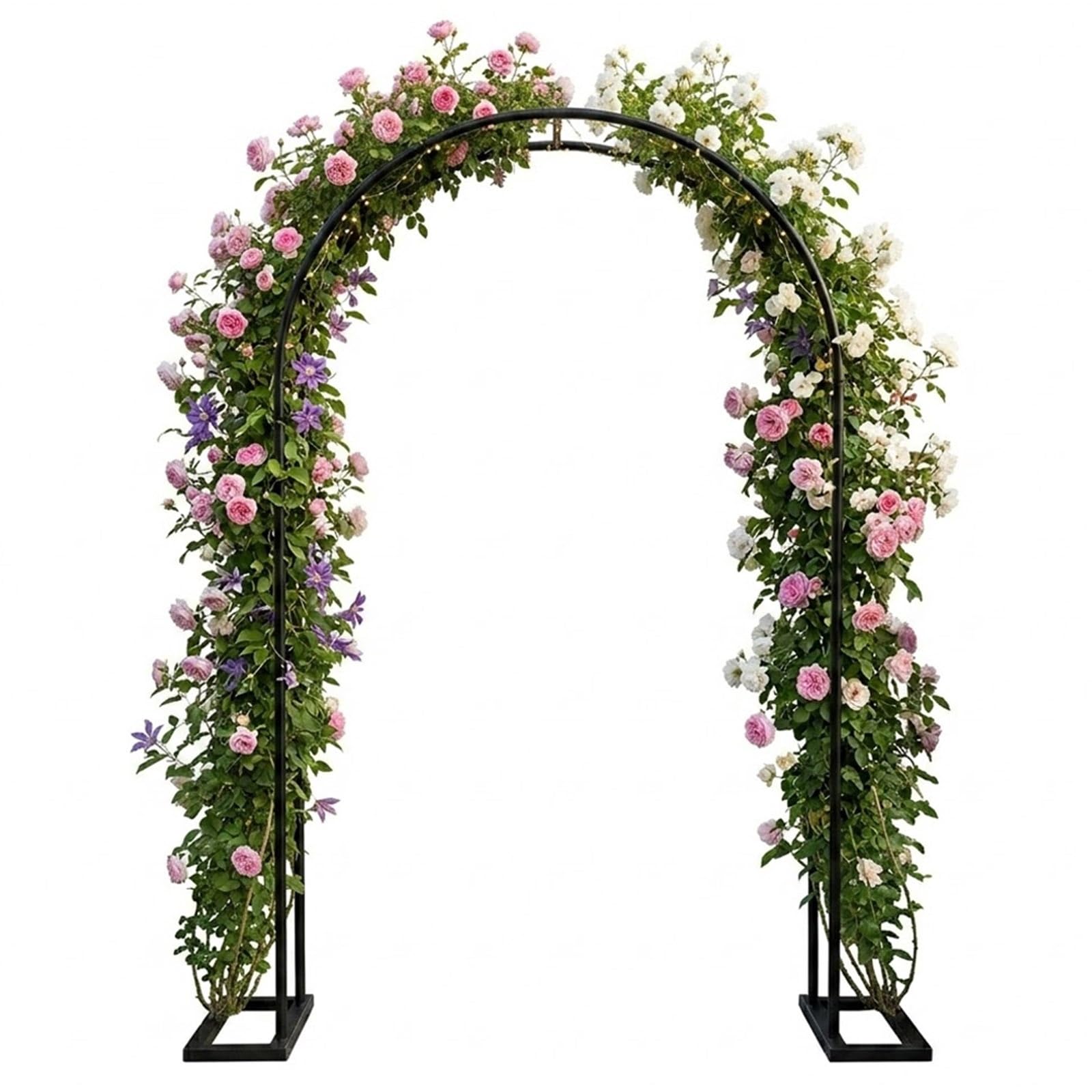 120x220cm 200x230cm Arche de Jardin en Métal, Support Tuteur Treillis pour Plantes Grimpantes Rosiers, Arceau Pergola Gloriette pour Extérieur Décoration de Mariage(Noir,W300 xH220cm)