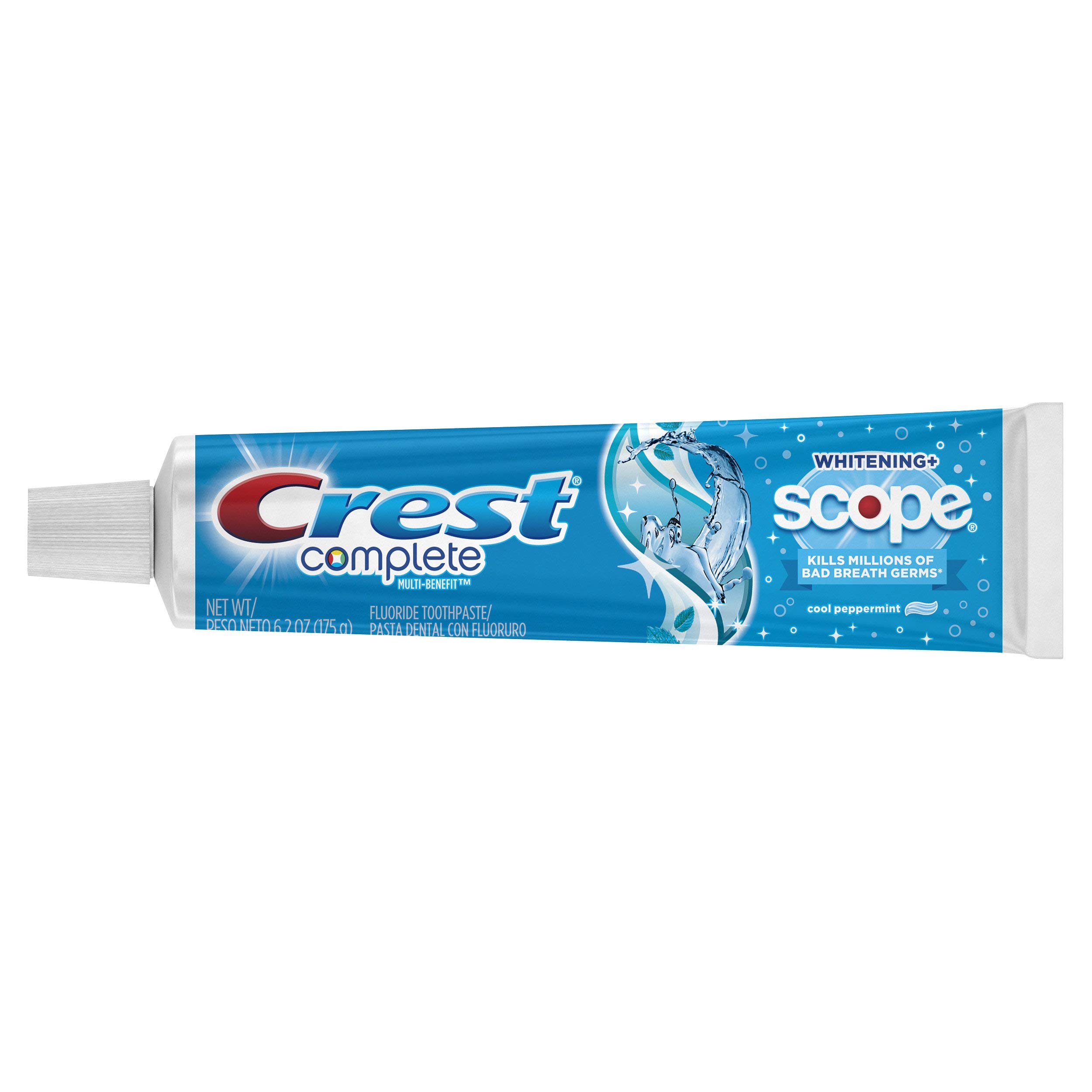 Crest Complete Whitening multibénéfices + Portée, frais Minty rayé Dentifrice, 6.2 Oz, Pack Of 6