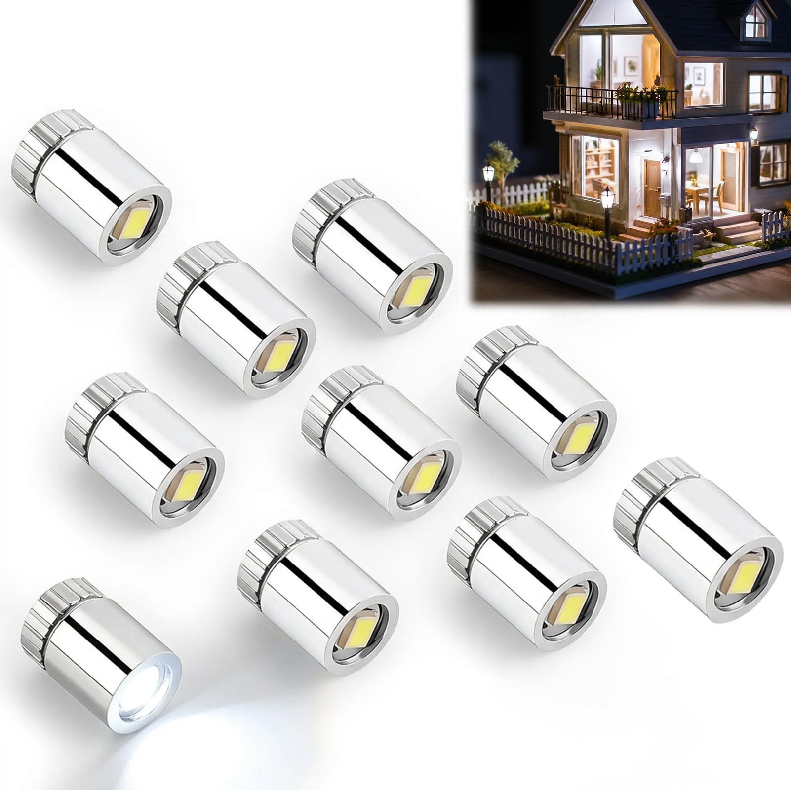 10pcs Mini LED Lights Battery Operated, Tiny Lighting for Crafts Dolls House Miniature Electric Lamp Models, Micro Lantern Decoration Small Accessories, Warm White
