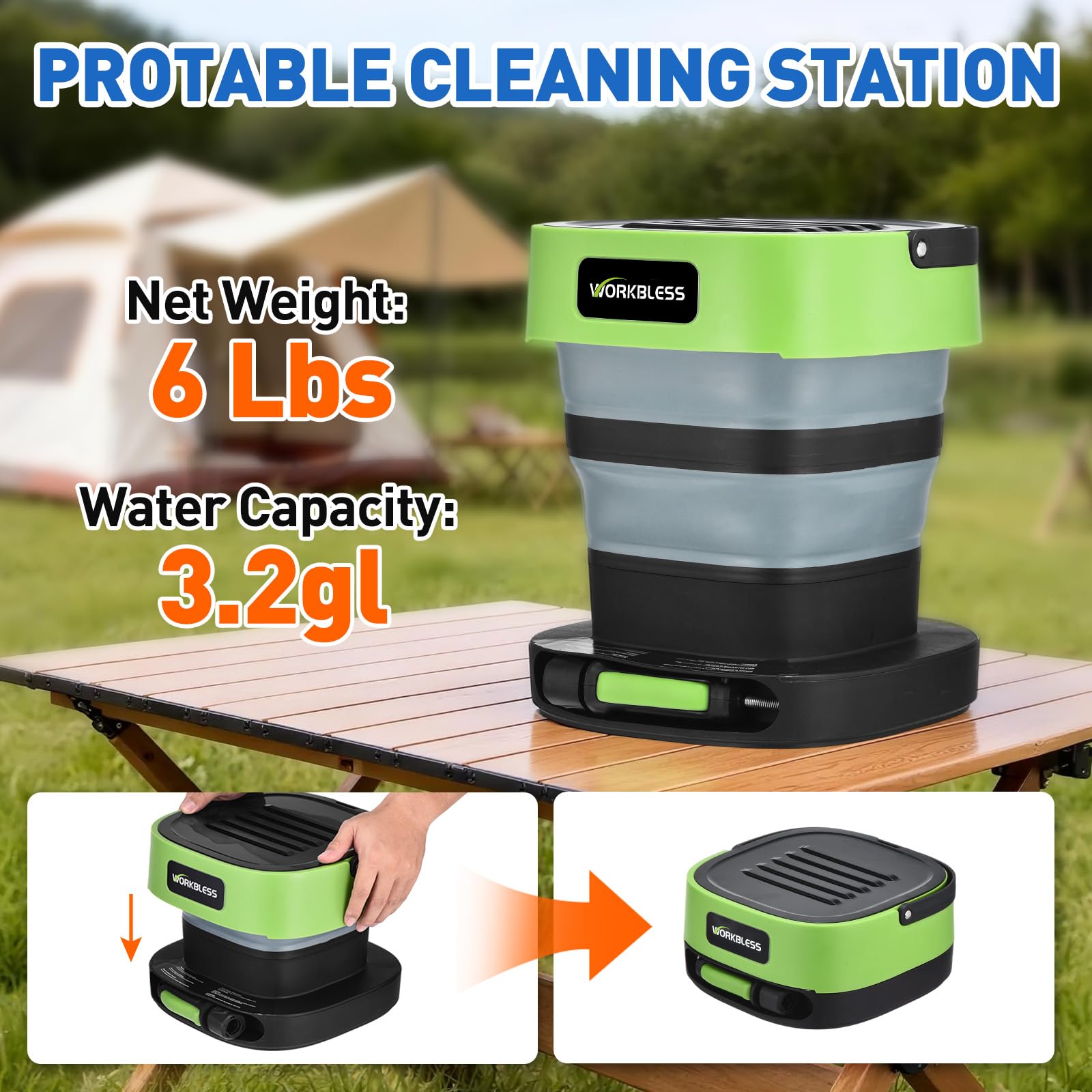 Limpiador de alta presión portátil con depósito de agua de 12 litros, batería portátil de alta presión, 2000 mAh, lavadora móvil para terraza, ducha de camping y limpieza de mascotas