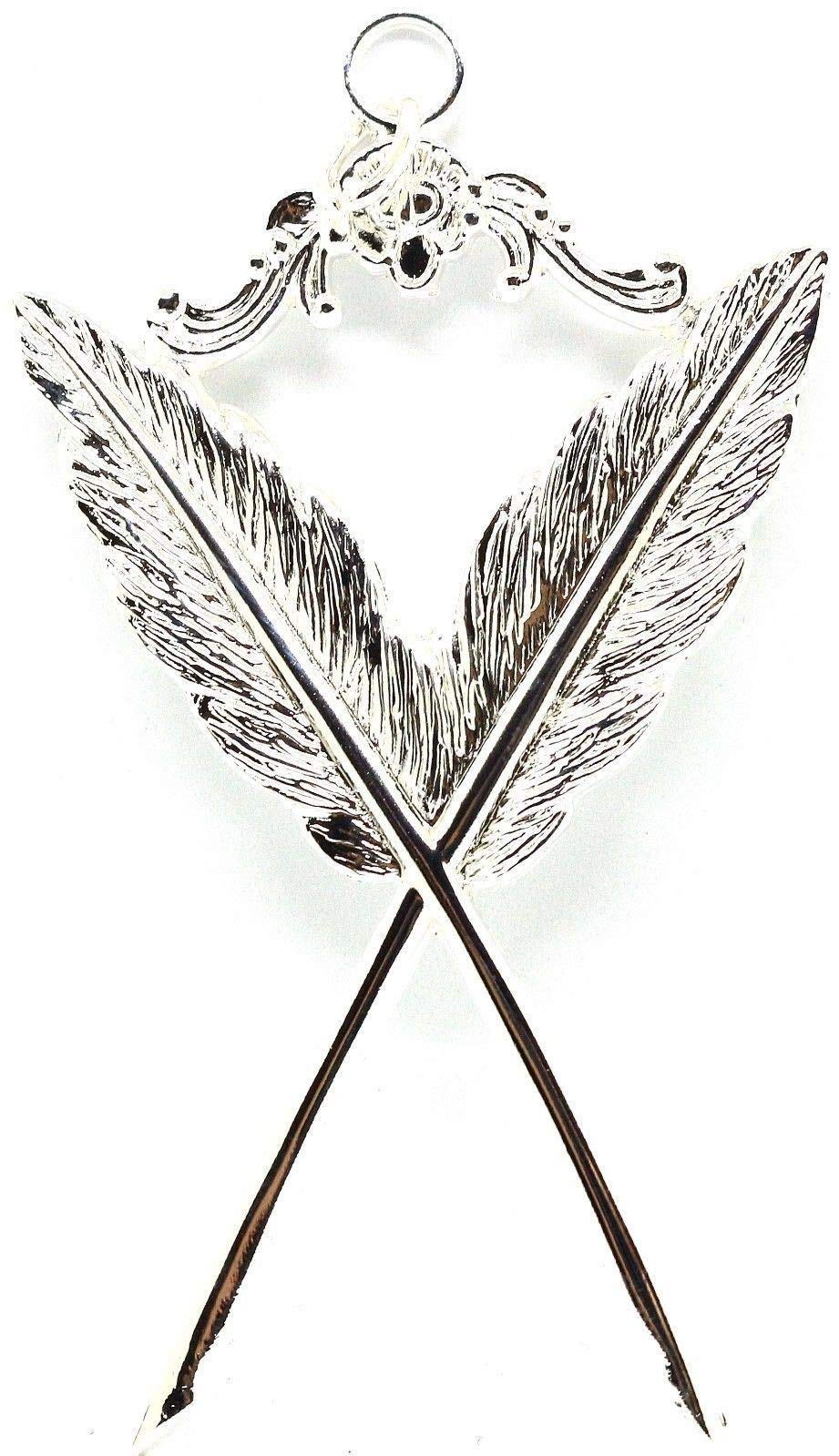 DEURAMasonic Collar Jewel Secretary SILVER PLATED Freemason Mason 3"