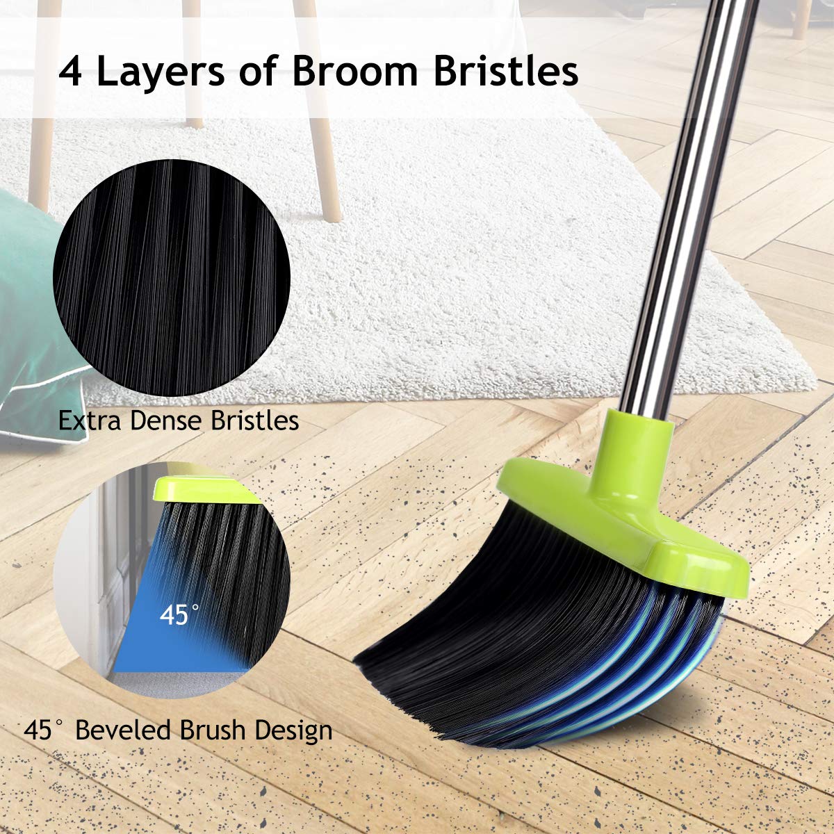 Buy Broom and Dustpan Set for Home, Large Dust Pan and Broom Combo, Upright Stand Up Broom with