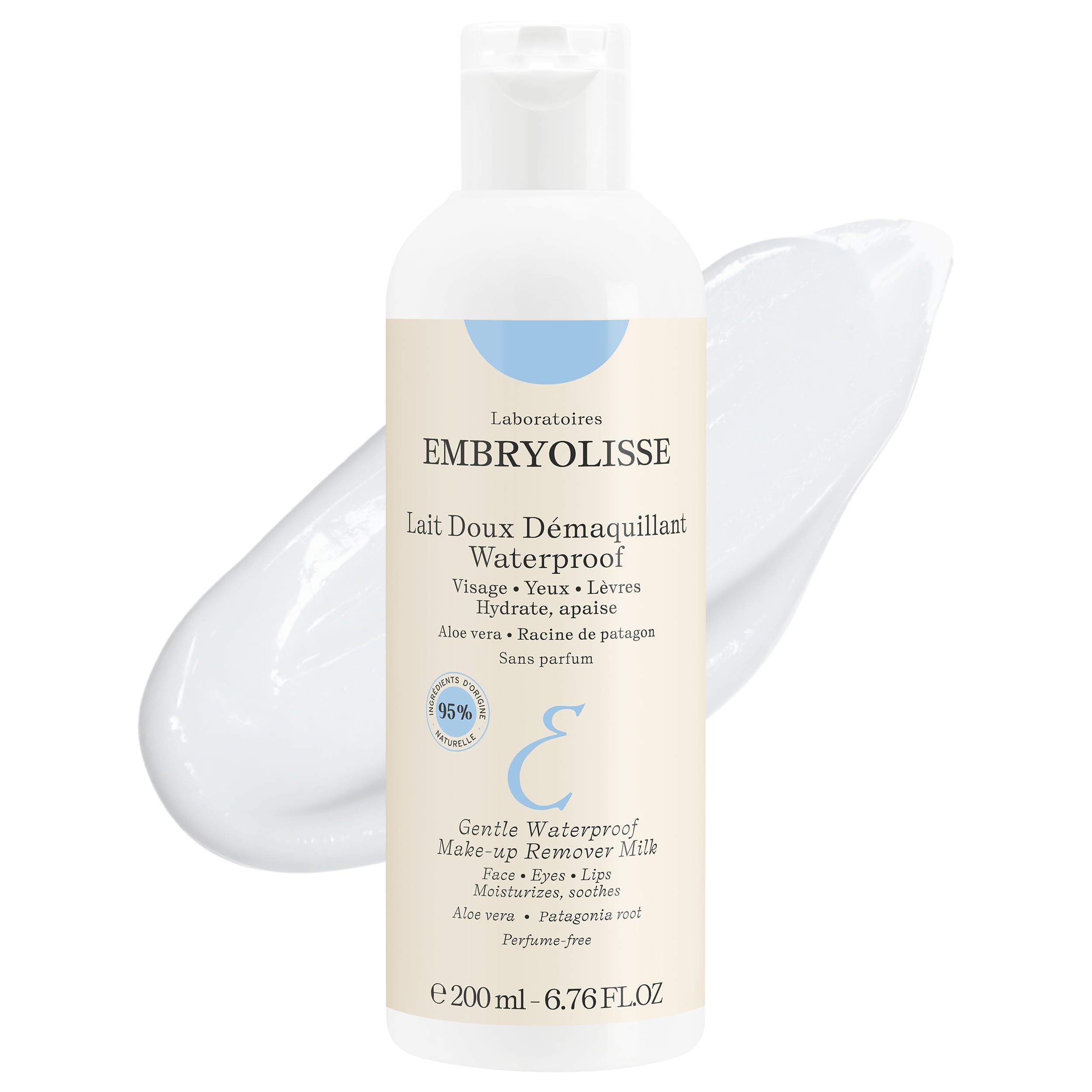 Embryolisse Gentle Waterproof Make-up Remover Lotion. Soothing & Moisturizing Facial Cleanser for All Skin Types, Including Sensitive. With Aloe Vera & Natural Ingredients, 6.76 Fl Oz