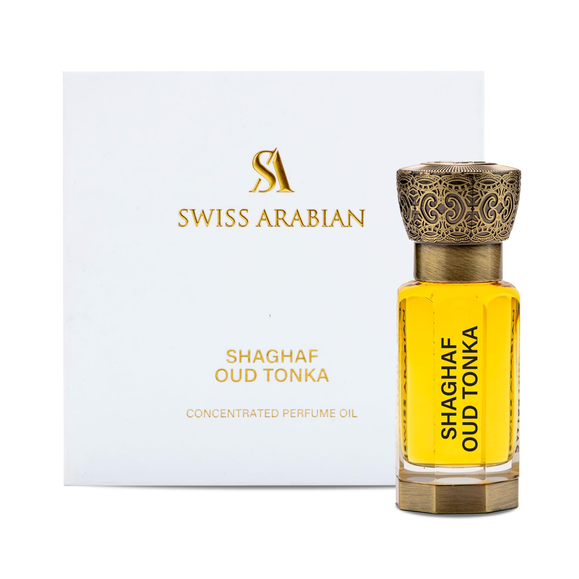 Swiss Arabian Shaghaf Oud Tonka Concentrated Perfume Oil, 12ml, Premium Quality Perfume Oil, Women and Men’s Fragrance, Gourmand Amber Luxurious Blend Perfumes for Men and Women
