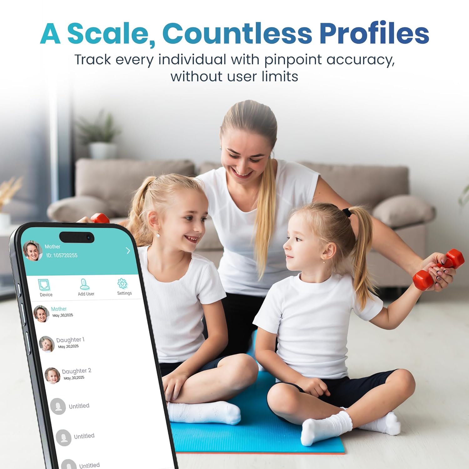 Smart Weight Scale for Body Weight with Mobile App | 8-Electrode Digital Weight Scale | BIA Technology for BMI, Muscle Mass & More | Bluetooth Connectivity