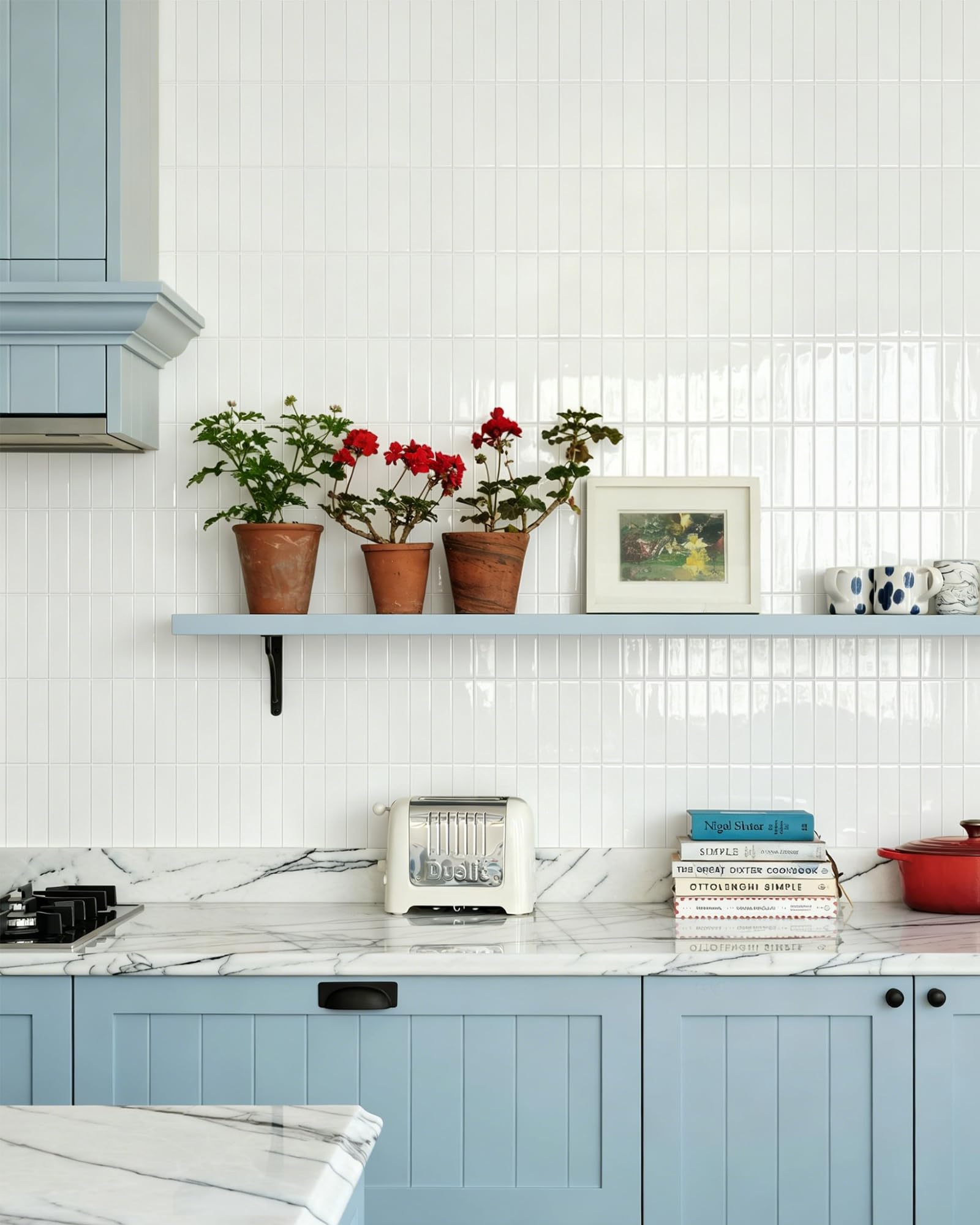MORCART 20 pegatinas 3D para azulejos adhesivos de cocina pegatinas de ladrillo para baño pegatinas para azulejos de pared chimenea extraíbles impermeables blanco puro MT1988