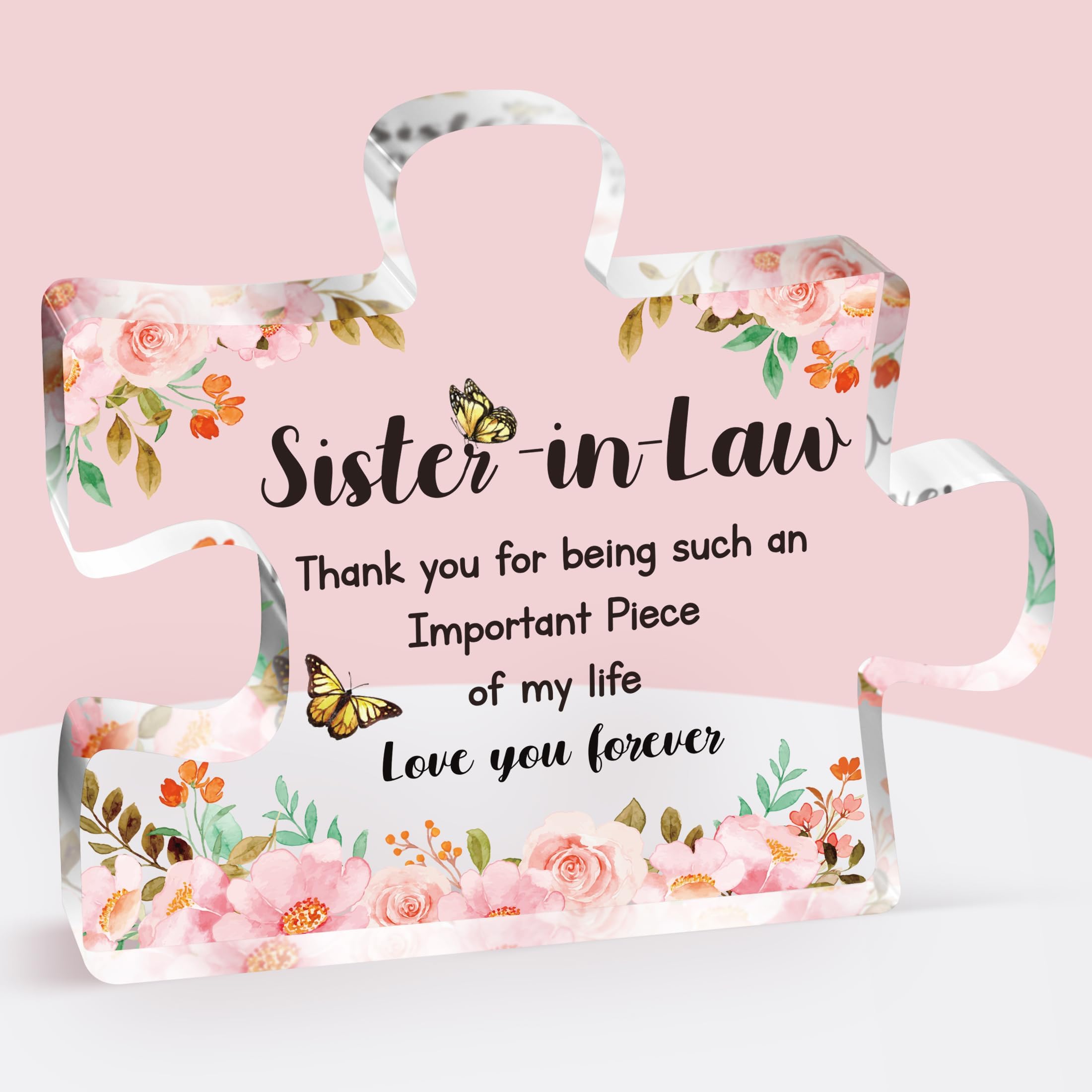 Gifts for Sister in Law - Puzzle Acrylic Plaque, Special Gifts for Sister in law, Sister in Law Birthday Gifts, Birthday Gifts for Sister in law