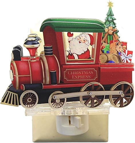 Roman 160232 Christmas Express con luz nocturna de tren de Santa, enchufe C7, 5 pulgadas de altura, plástico