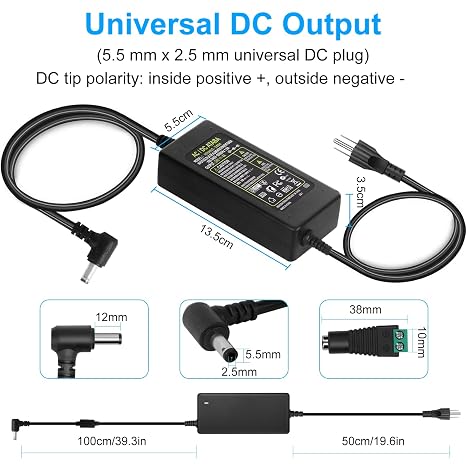 24V 4A Power Supply Adapter, AC 100-240V to DC 24 Volt 4 Amp 96W Suit 3A 2A 1A Device Transformer AC/DC Power Adapter Converter with 5.5x2.5mm Plug for LED Strip Light CCTV Camera LCD Monitor