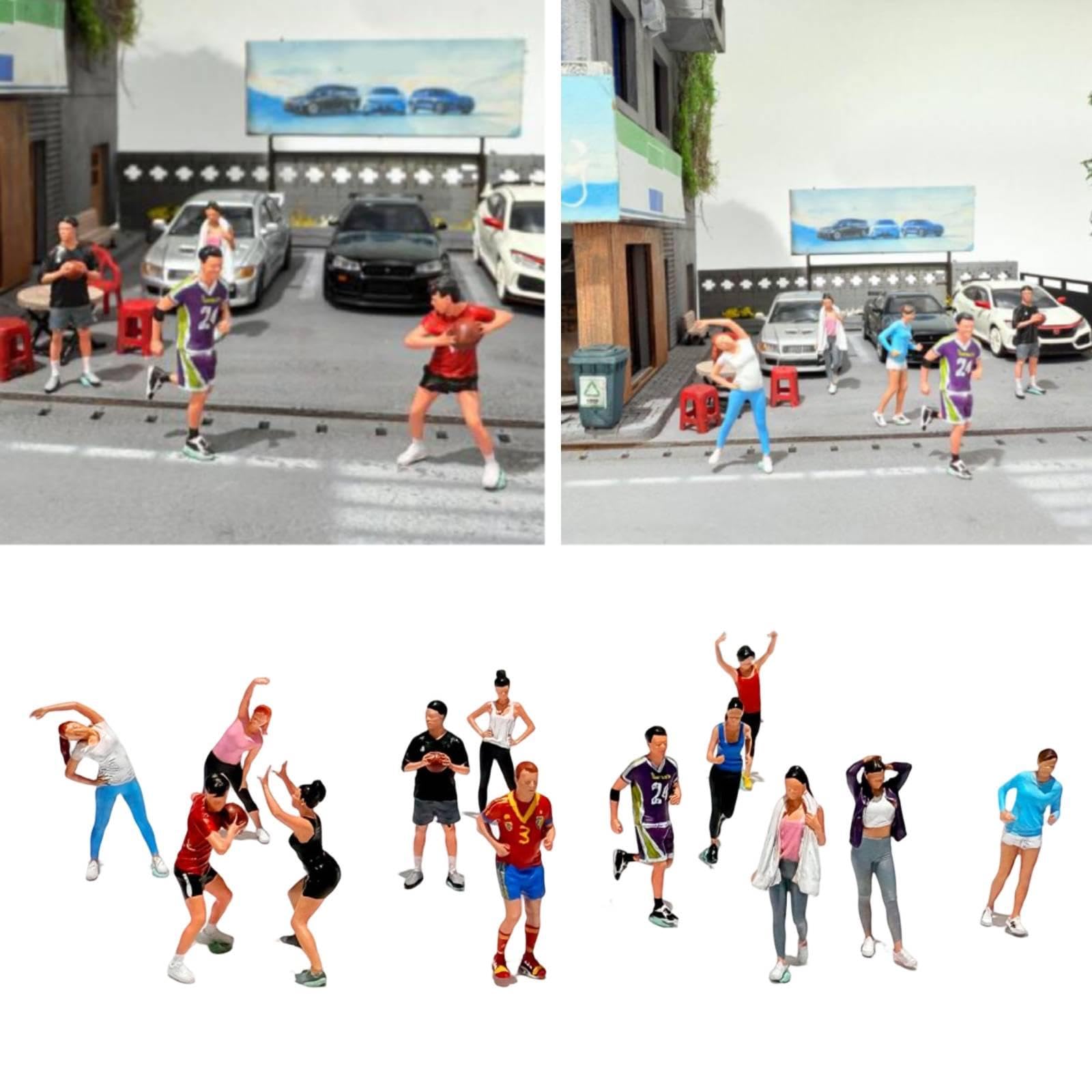 13 Miniature di Personaggi Sportivi per Il Tempo Libero, 1:64, Decorazioni,