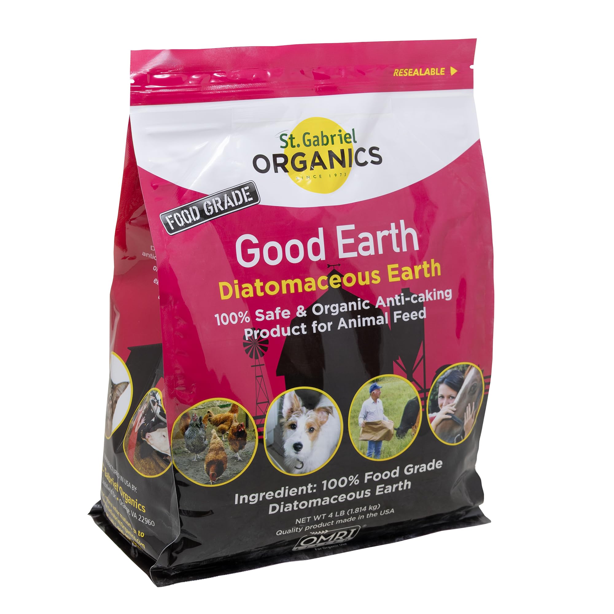 St. Gabriel Laboratories GoodEarth Food-Grade Diatomaceous Earth, 4lbs - Anti-Caking Feed Supplement for Backyard Livestock