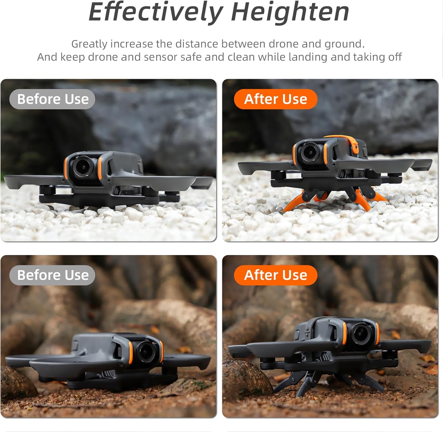 Landing Gear for DJI Avata 2 Drone Spider Landing Leg Foldable Extension Kit Quick Release Height Extended Leg Feet for Avata 2 Drone Accessories(Orange Gray)