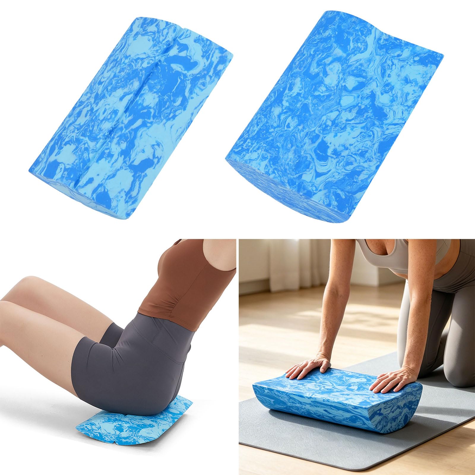 Yoga Pilates Set zum Dehnen und Mattenübung, 2-teiliges EVA-Schaum-Neigbrett und halbrunder Positionierungsblock