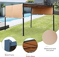 Vista 4 de Pérgola de metal resistente para patios, pérgolas retráctiles de 10 x 10 pies con cubierta de toldo resistente a los rayos UV, pérgolas y cenadores