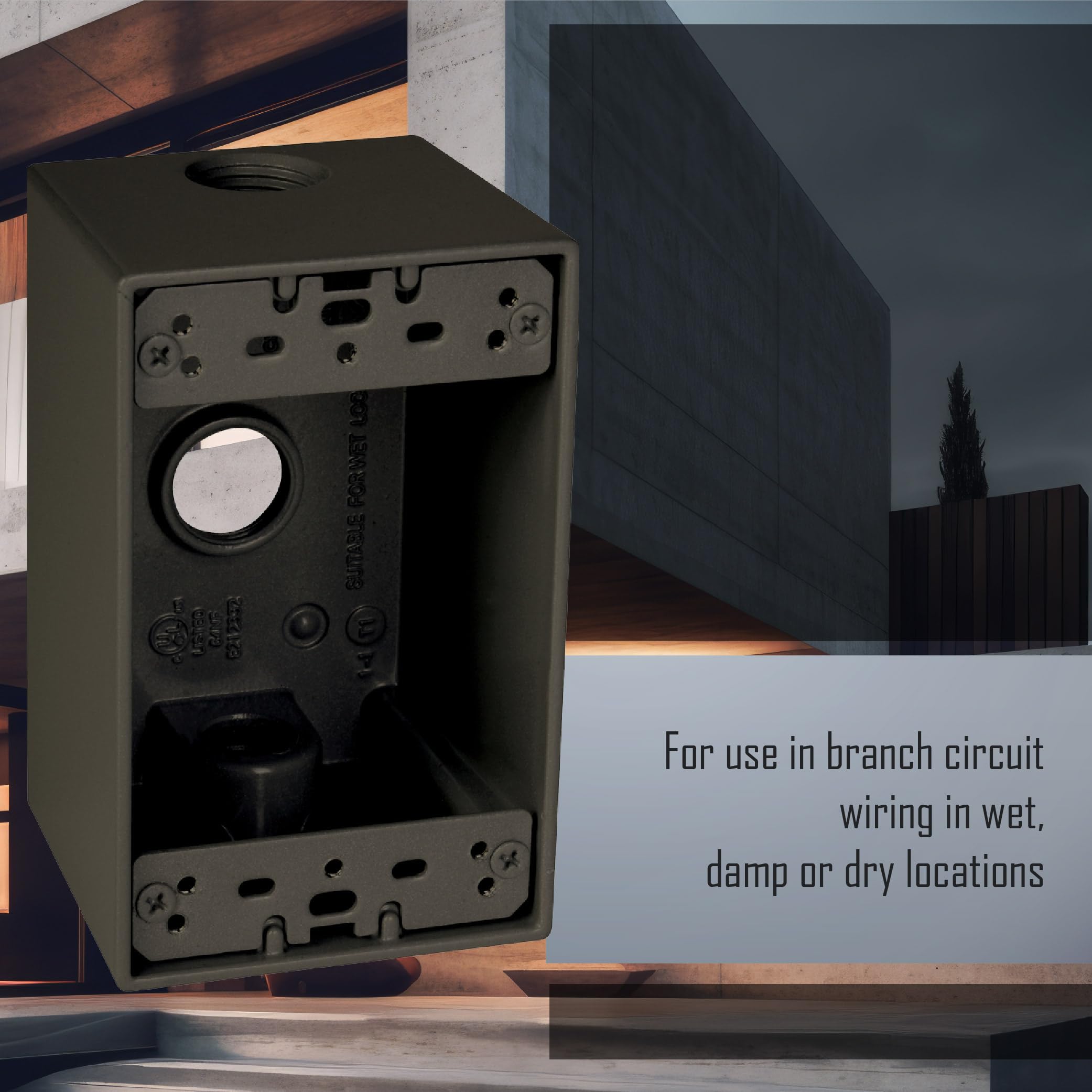 TayMac SD350Z Weatherproof Box, 1-Gang, (3) 1/2-Inch Outlets, Deep, Bronze — Amazon image 7