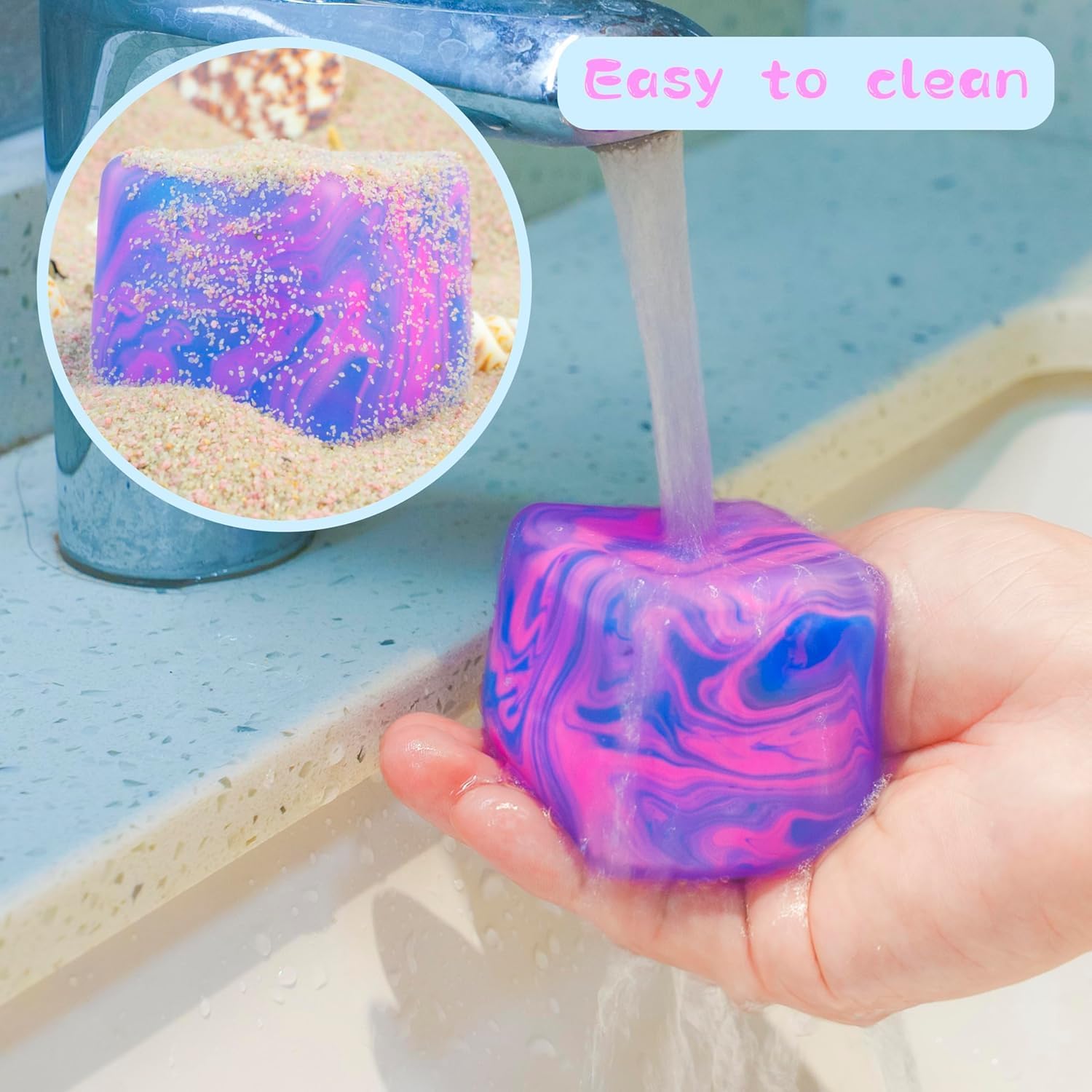 Squishy Stress Cube for Adults,Squishy Slow Rising Cube Sensory for Anxiety Stress Relief High Density Ice Squeeze Ball Cubes Purple (Purple)