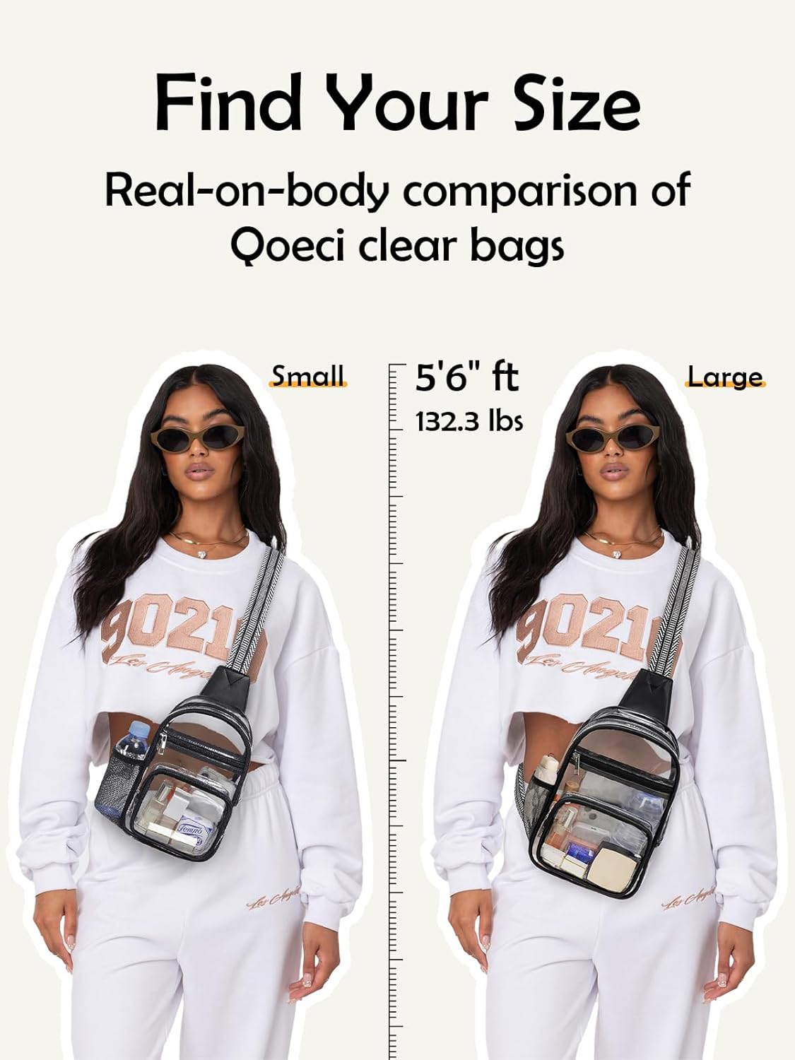 Clear Bag for Stadium Events, Clear Purses For Women Men, Transparent Crossbody Bag, See Through Large Sling Backpack - Image 2