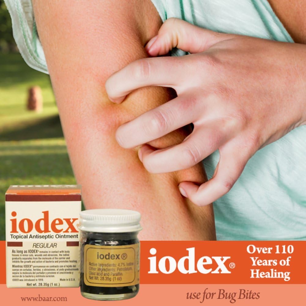 BAAR Iodex Topical Healing Ointment, 4.7% Iodine for Infection Prevention and Soothing Relief, Perfect for Cuts, Scrapes, Wounds, Bruises, Minor Burns, Bug Bites, Rashes & More, Made in the USA, 1 oz