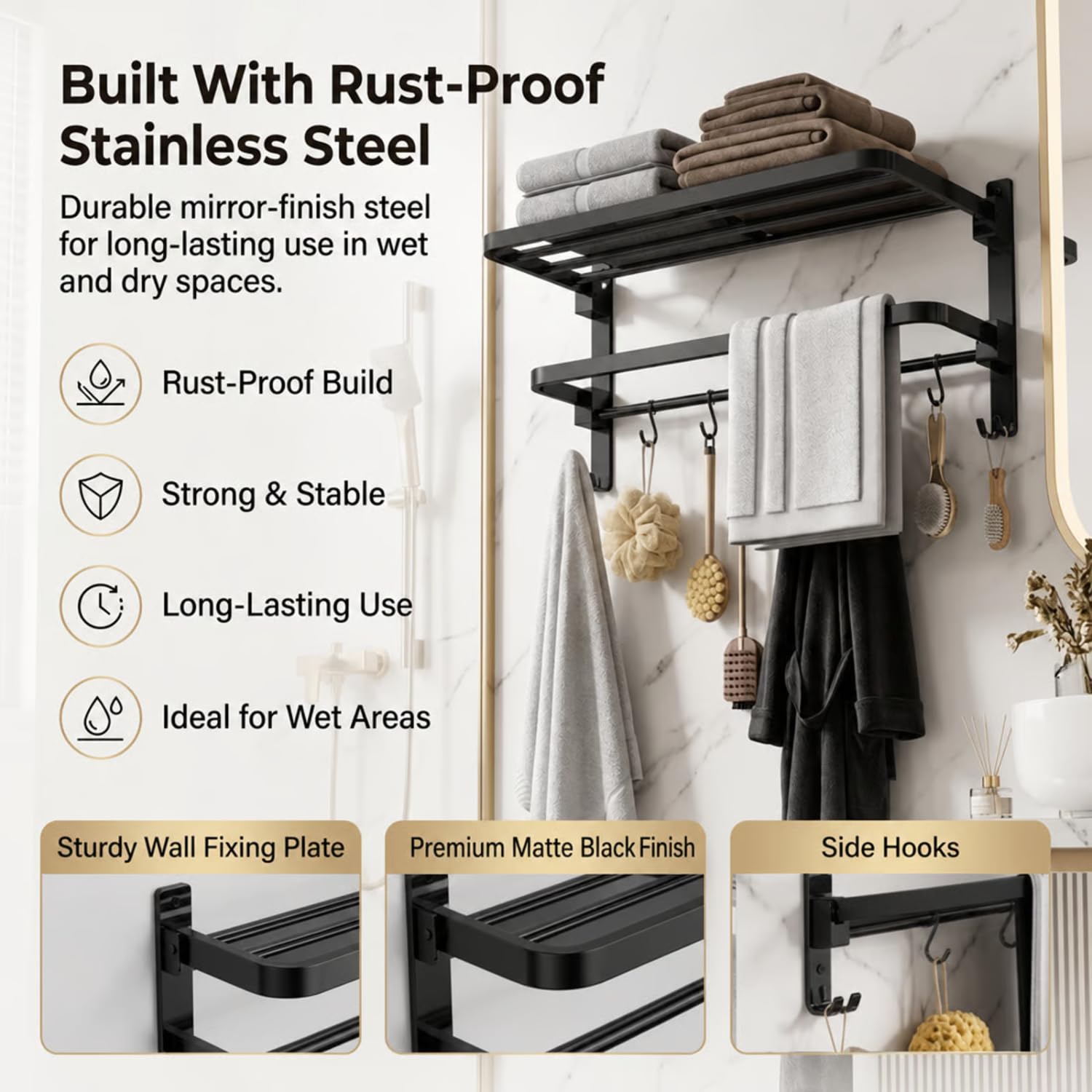Foldable Stainless Steel Towel Rack - Space Saving! -4