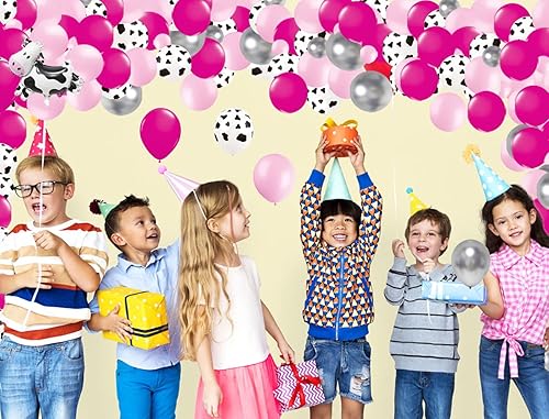 Miniatura 7 de Kit de arco de guirnalda de globos de vaca – 125 globos plateados metálicos rosa rosa claro rosa para vaqueras occidentales, cumpleaños, boda,