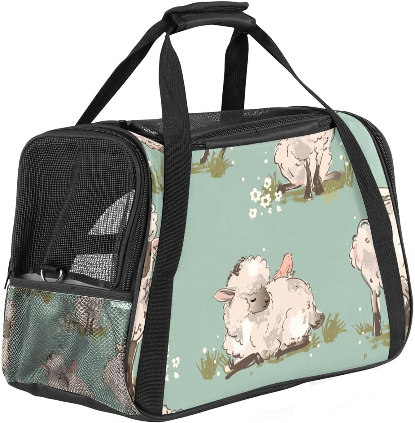 ペットパック かわいい 羊 ペットキャリーバッグ 猫・小型犬用 マット付き 通気性 軽量 携帯しやすい 車載/旅行/通院/アウトドア