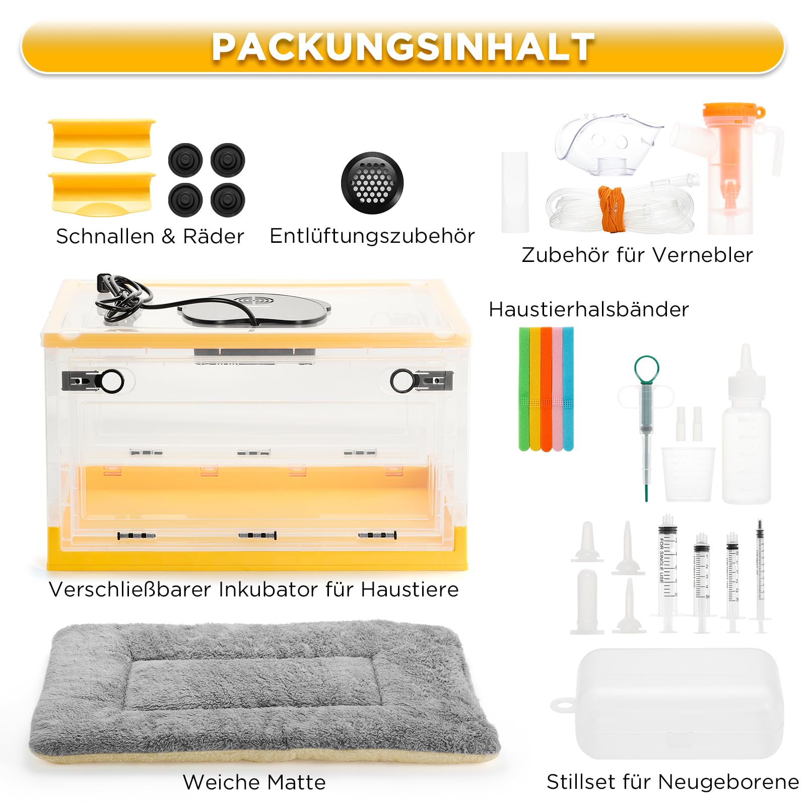 TURBRO 55L Brutkasten Inkubator für Welpen Kätzchen mit Heizungs Gebläsesteuerung LED Panel Temperatur Feuchtigkeitsüberwachung