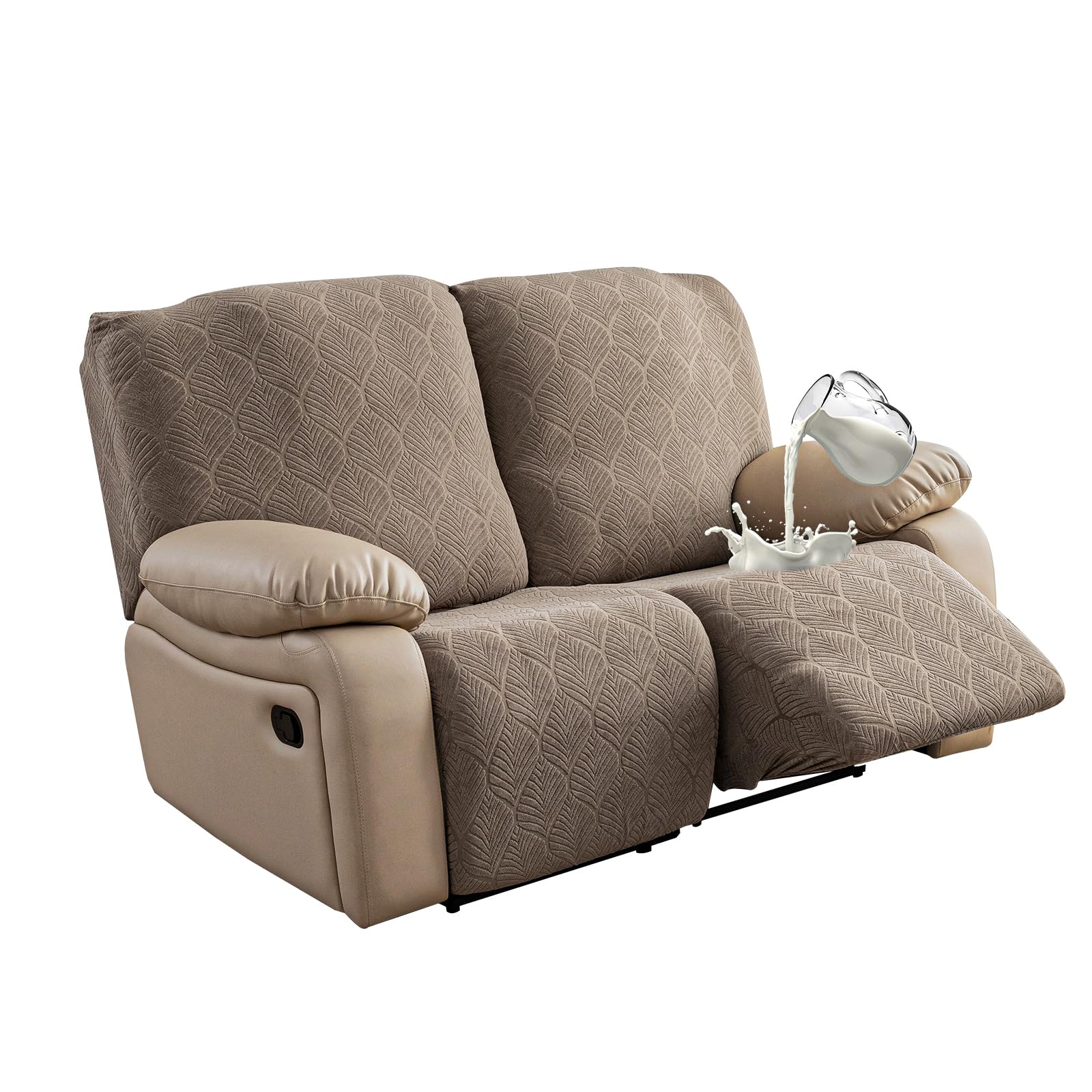 YUEANG 100% Waterproof Recliner Loveseat Cover, 2 Pieces Stretch Recliner Sofa Slipcovers Washable Couch Cover Furniture Covers for Pets, Dogs, Kids (