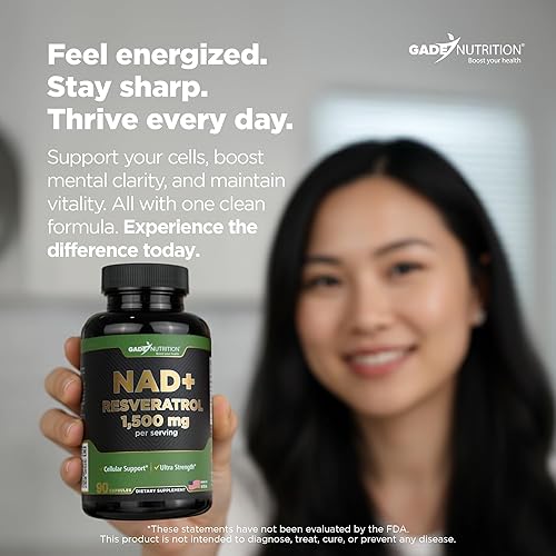 Miniatura 8 de Gade Nutrition Suplemento NAD con resveratrol  Nicotinamida Plus en cápsulas fabricadas en Estados Unidos  Suplemento antioxidante para el