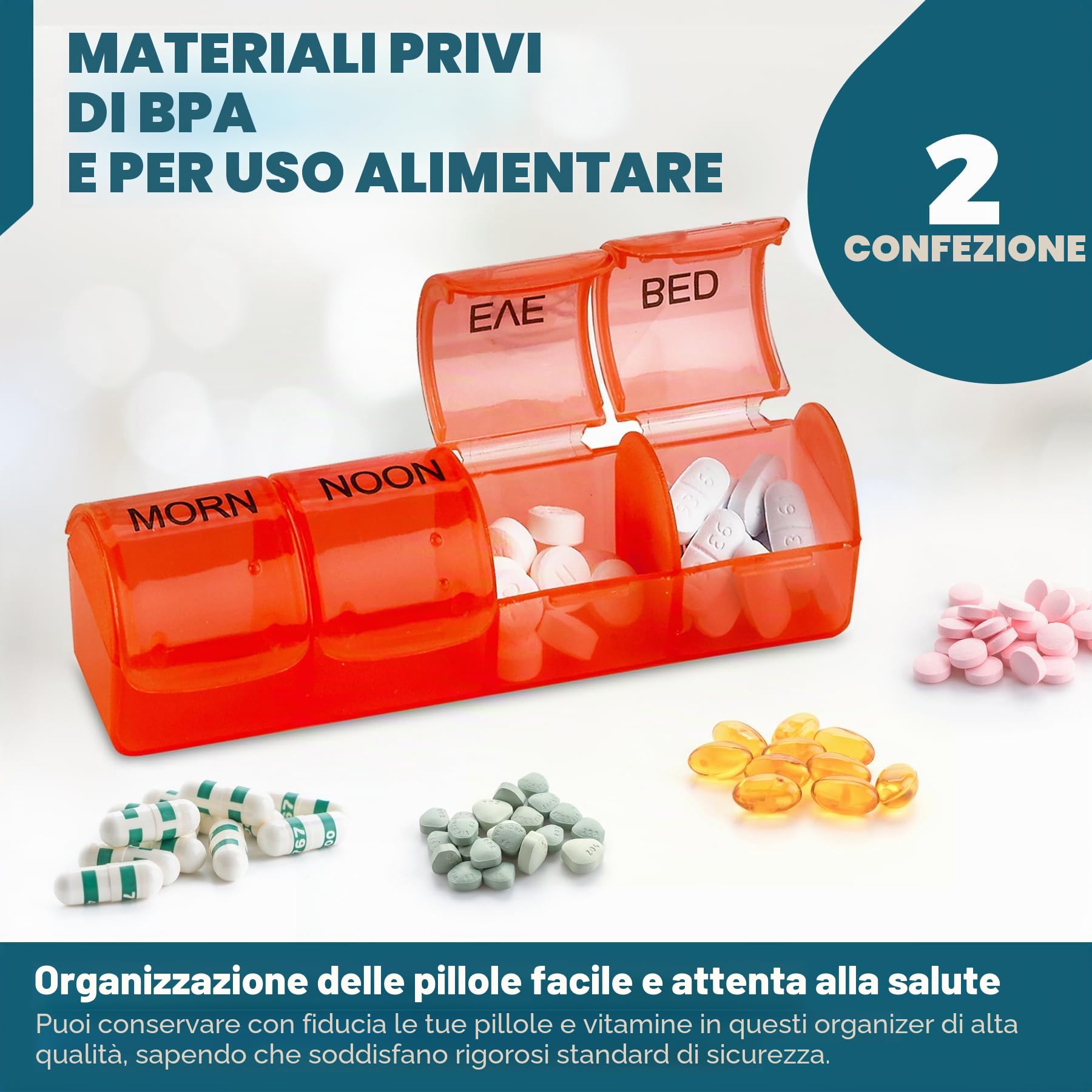 Organizzatore settimanale delle pillole - (Confezione da 2)