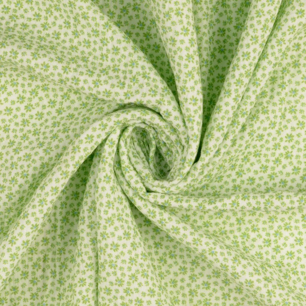 Double gaze de coton Marguerites vert gazon pour vêtements bébé - 4